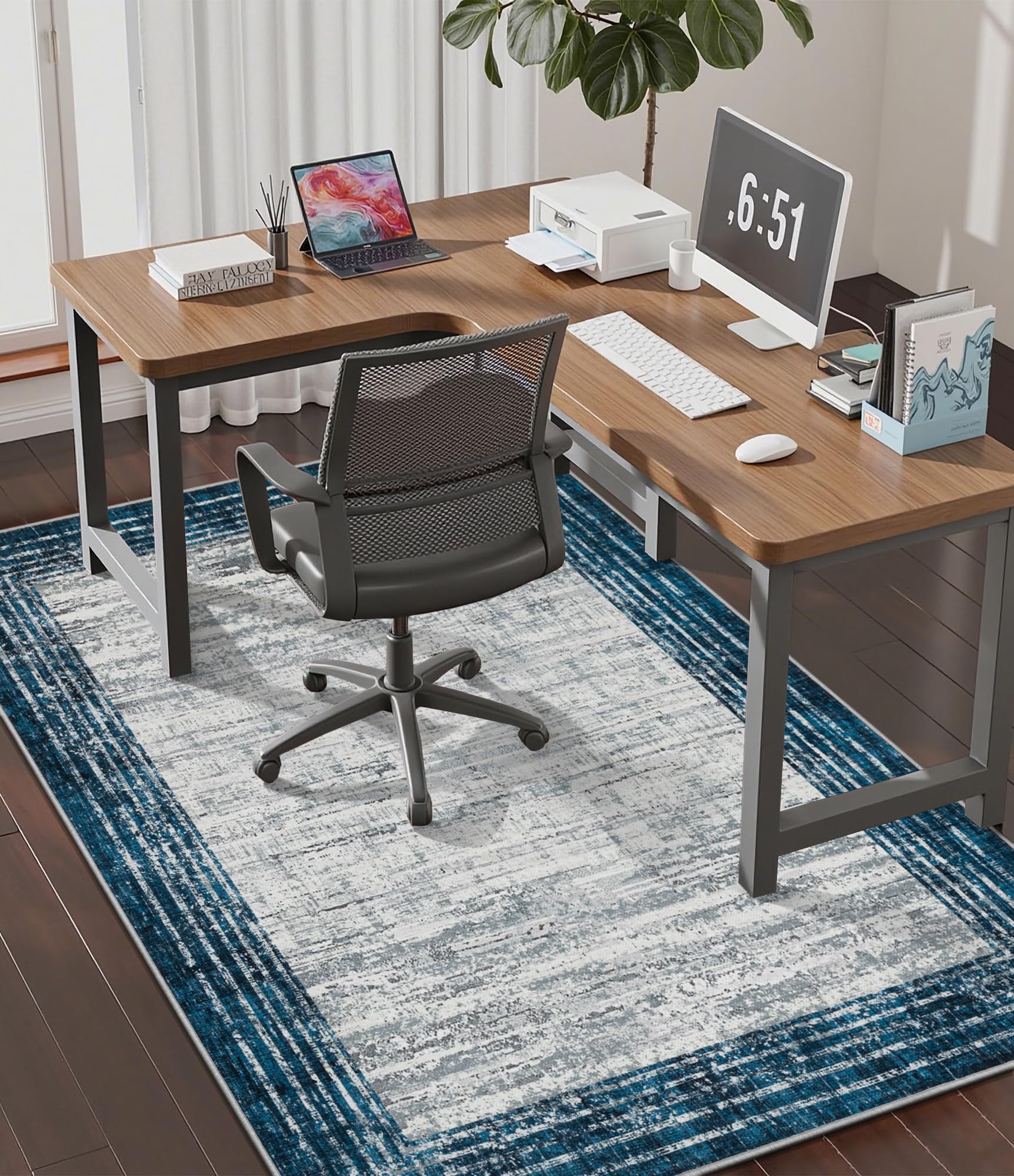chakme Office Chair Mat for Hardwood Floor, 60"x45" Easy Glide Computer Desk Mat Protector for Rolling Chair Under Desk Rug Nonslip Backing, Machine Wash, (Square)