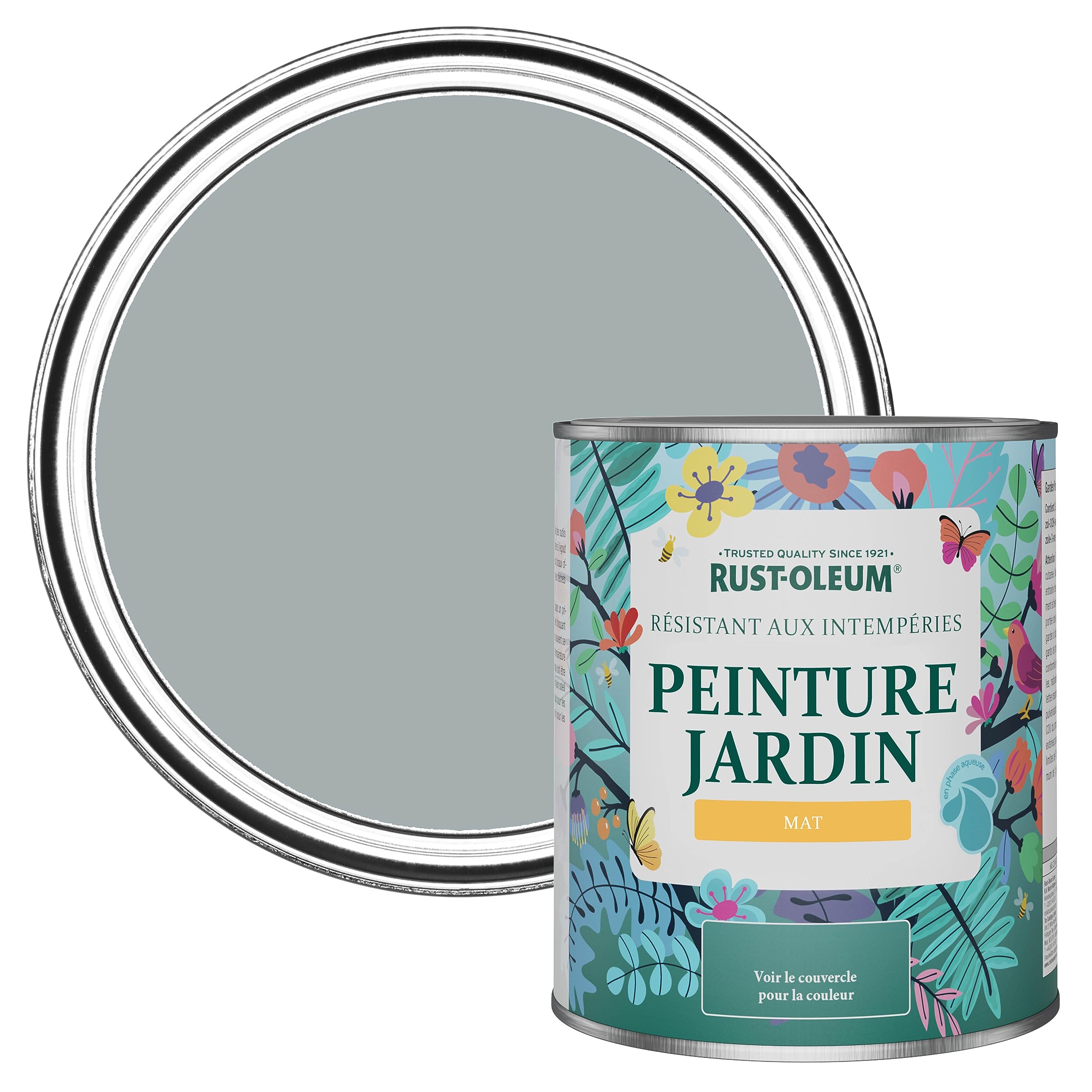 Rust-Oleum Peinture Grise Résistante à l'humidité pour Jardins, Finition Mate -Gris Minéral 750ml