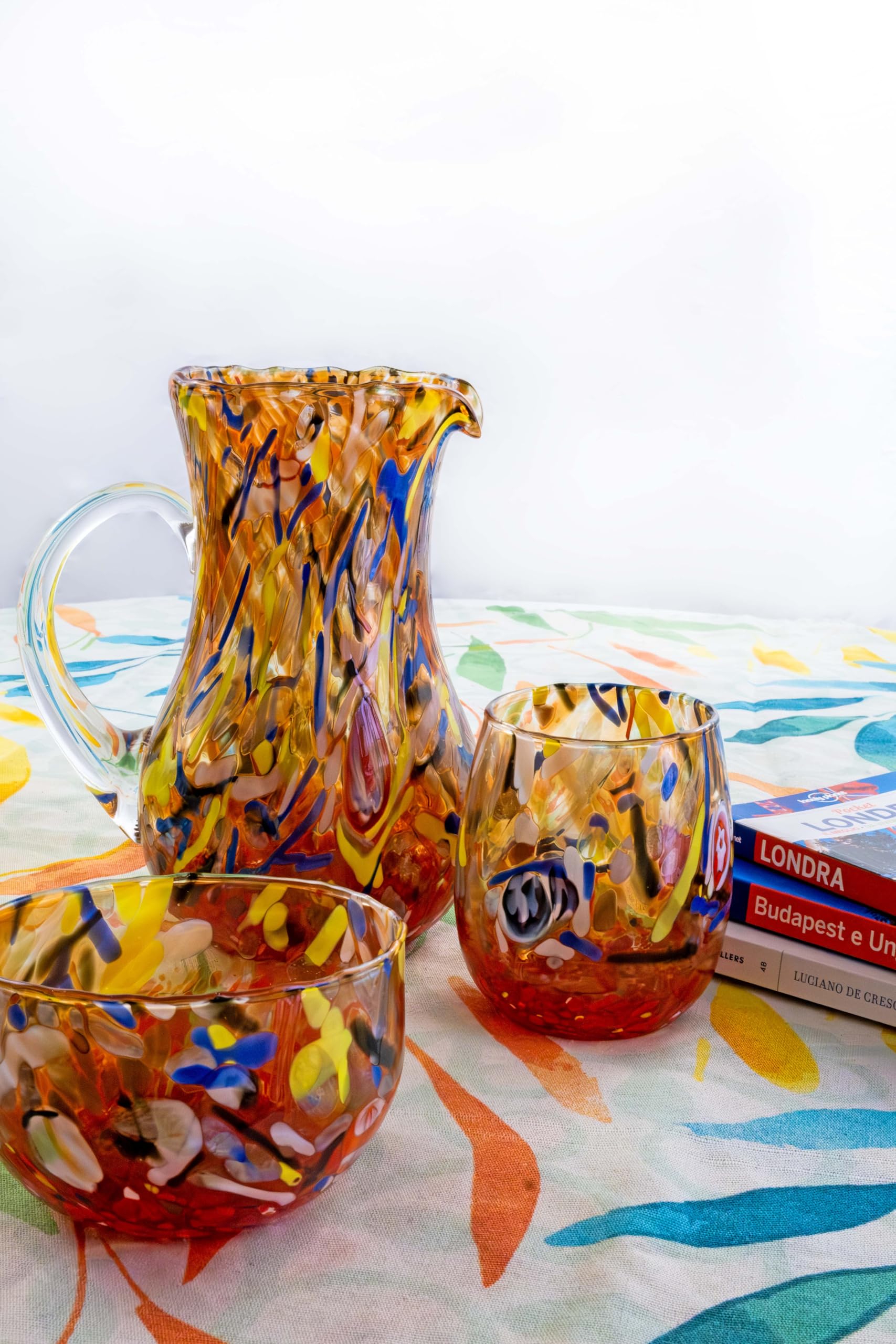 MurArt Coupelles en verre de Murano.Decoro MG. Diamètre 12 cm. Fabriqué à la main en Italie. (Rouge)