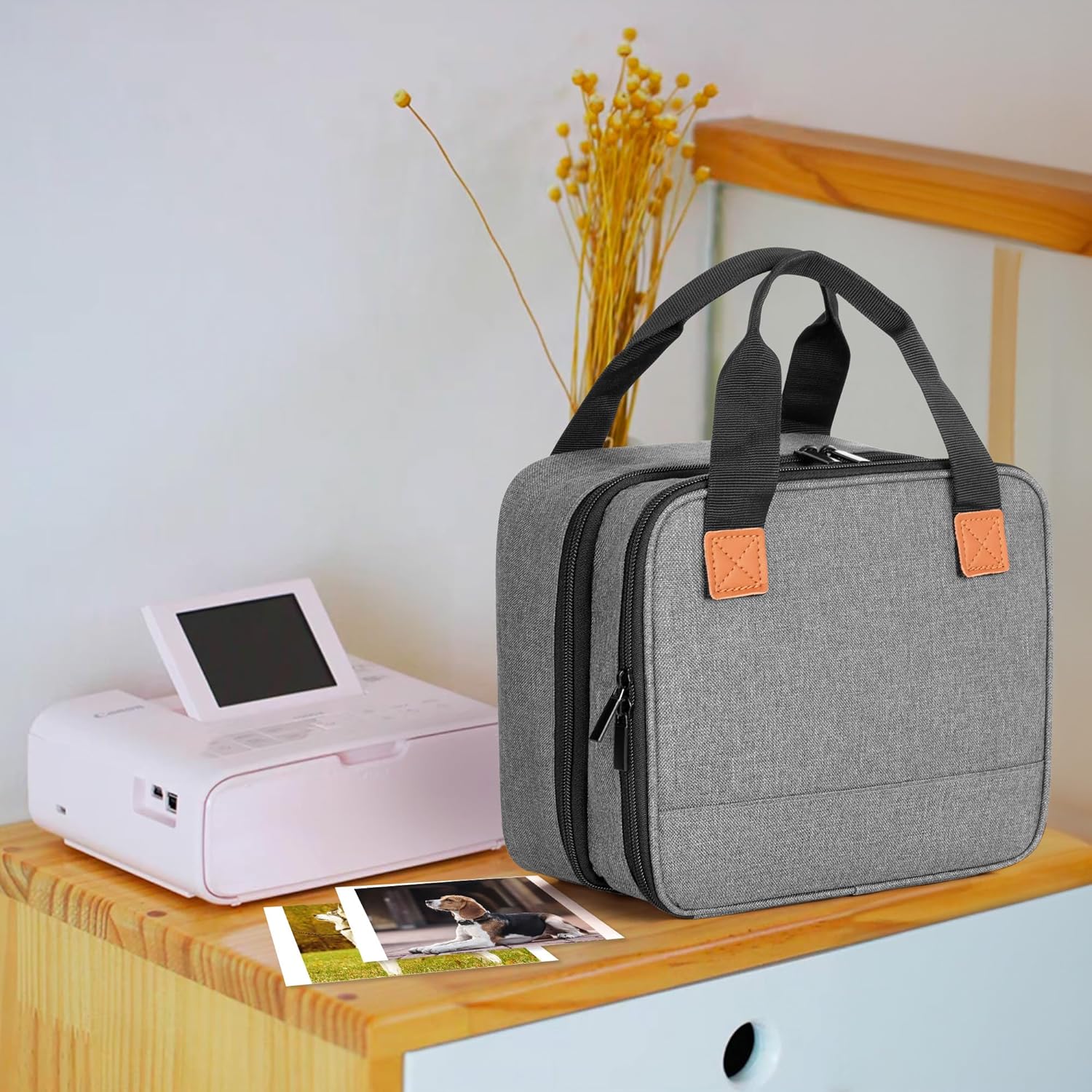 LUXJA Photo Printer Case Compatible with Canon SELPHY CP1500 / CP1300 / CP1200, Photo Printer Bag with Accessory Pockets, Gray - Image 7