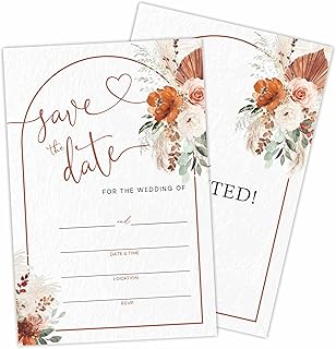 luixd Save The Date Wedding Invitations, 25 Boho Floral Wedding Invites With Envelopes, Fill In Style Invites For Mr & Mrs...
