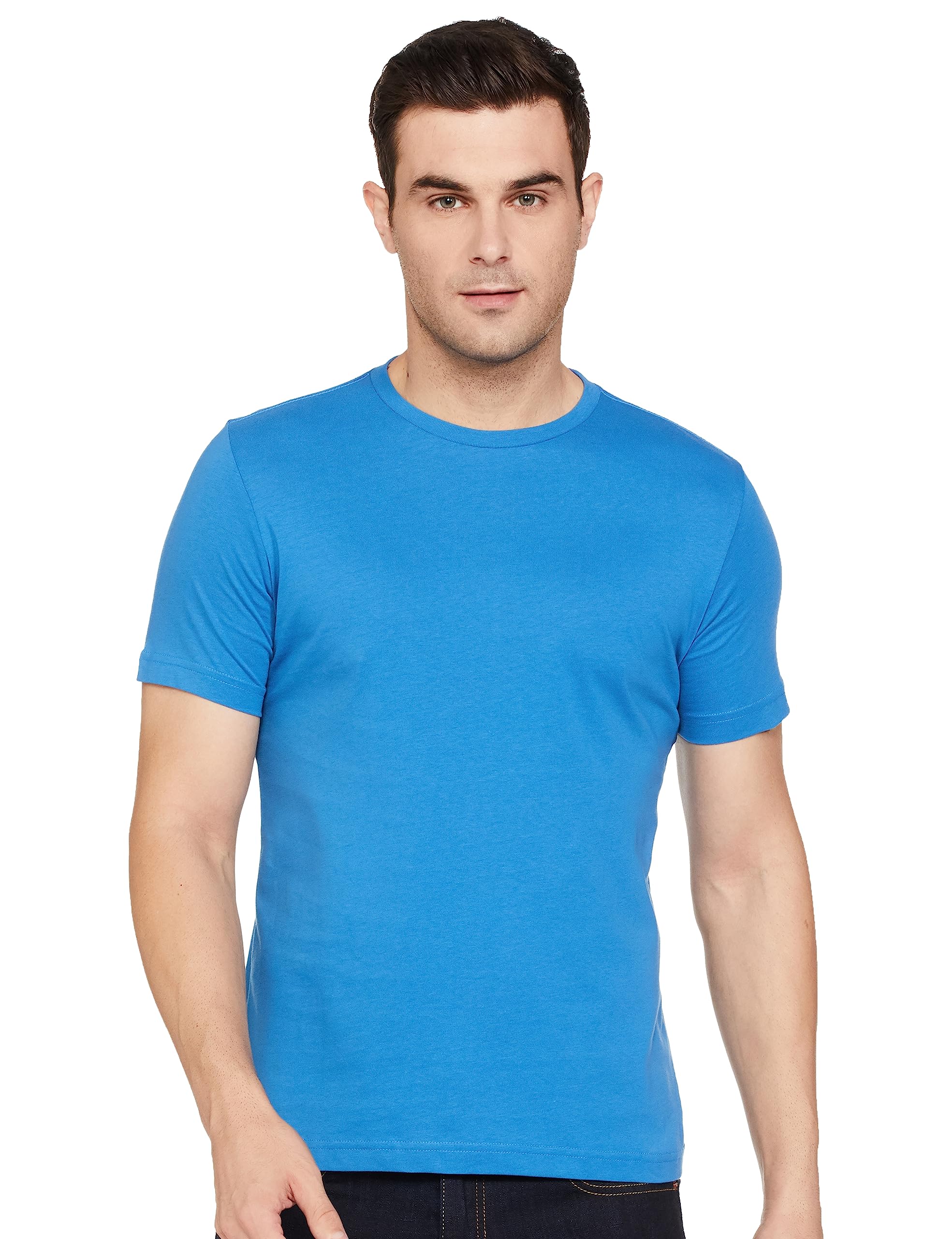 Amazon Brand - Symbol Men's Solid Cotton T Shirt | Round Neck | Half Sleeve | Plain-Regular Fit (Available in Plus Size)