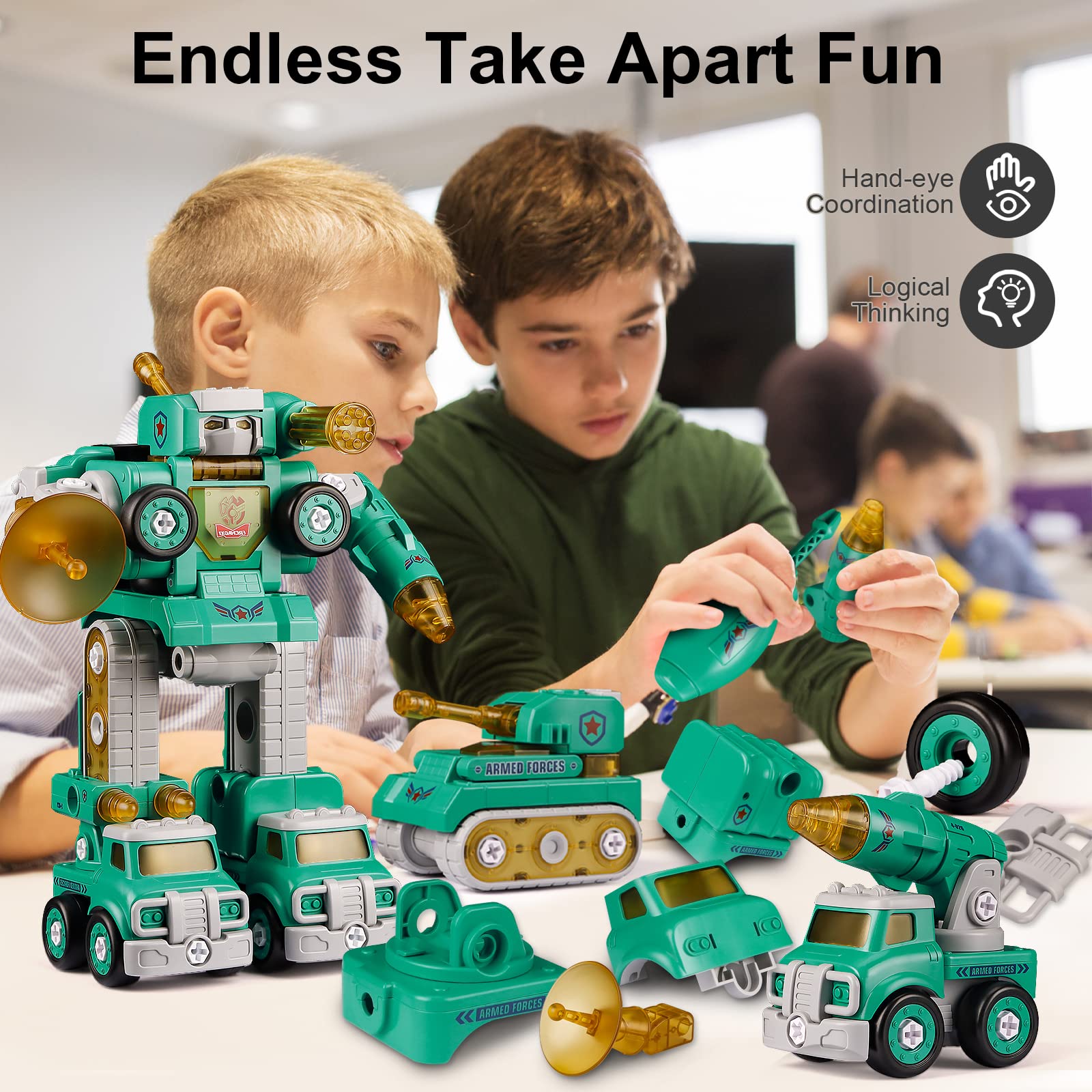 XINGRUI Transform Toys for 3 4 5 6 7 8 + Year Old Boys, 5 in 1