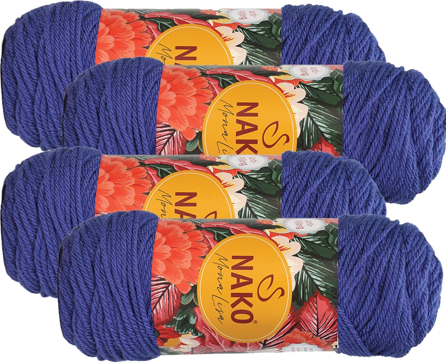 Nako Mona Lisa,Knitting Yarn,(4Balls) Each Skein(Ball) 3.53 Oz (100g),You can use it for Knitting Scarves, Berets, Cardigans and Similar (Oil Blue 98537)