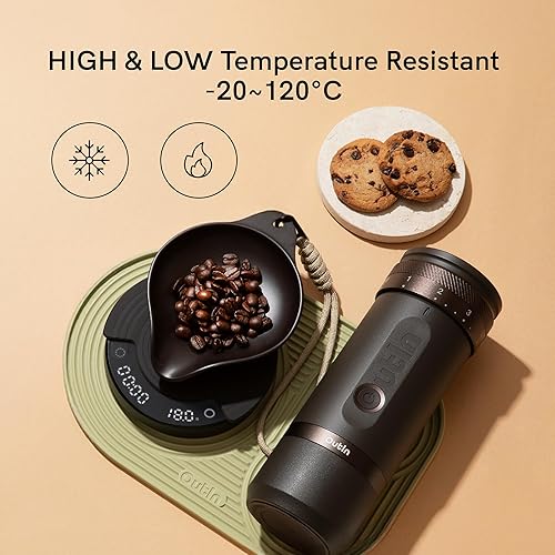 Miniatura 5 de OutIn Taza dosificadora de granos de café, bandeja de granos con correa, materiales ecológicos con granos de café reciclados y RPET, ligera y