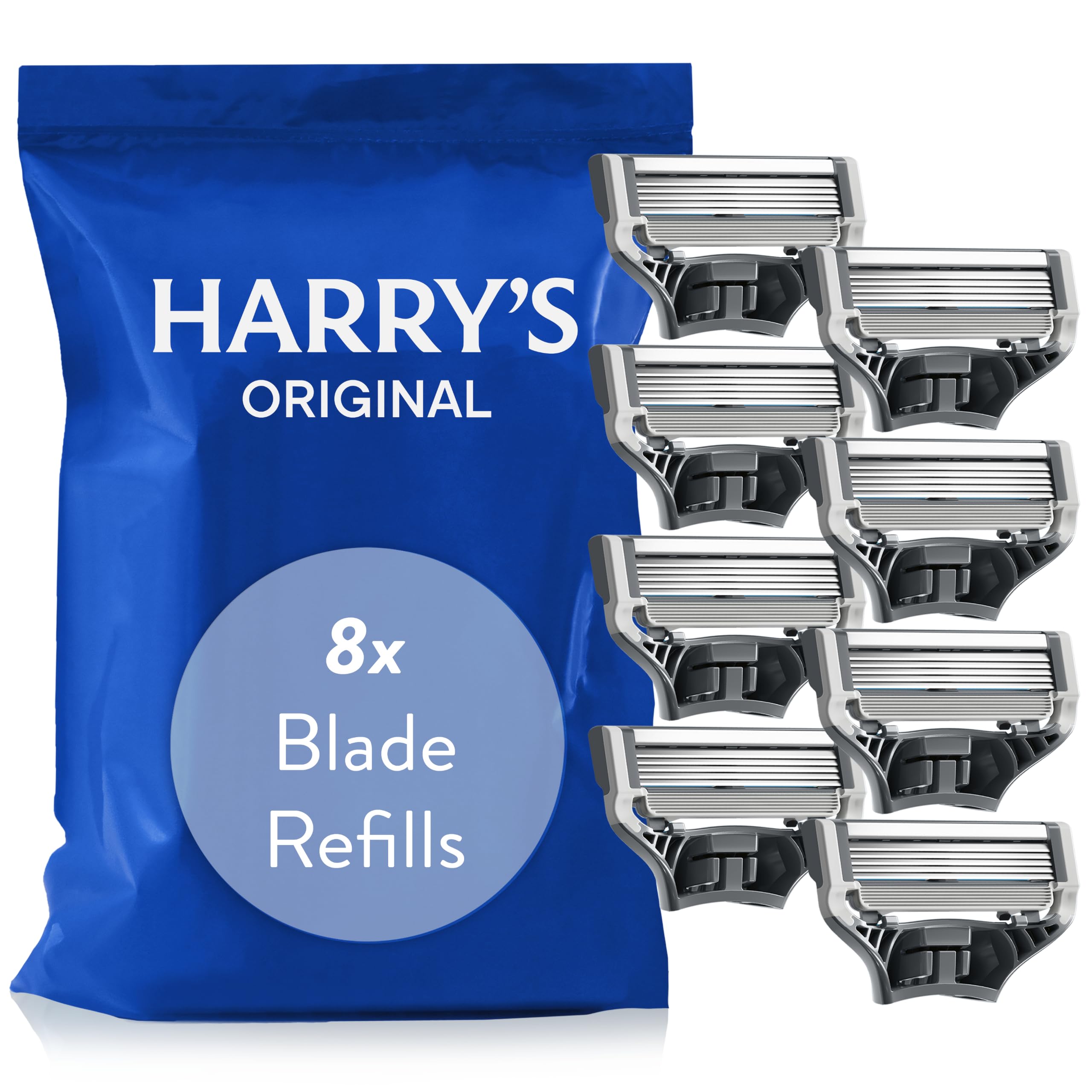 Harry's Razor Blades Refill, (8) Razor Head Refills with Precision Trimmer, 5 Anti-Friction Shaving Blades, Compatible with Harry's Original Razors for Men
