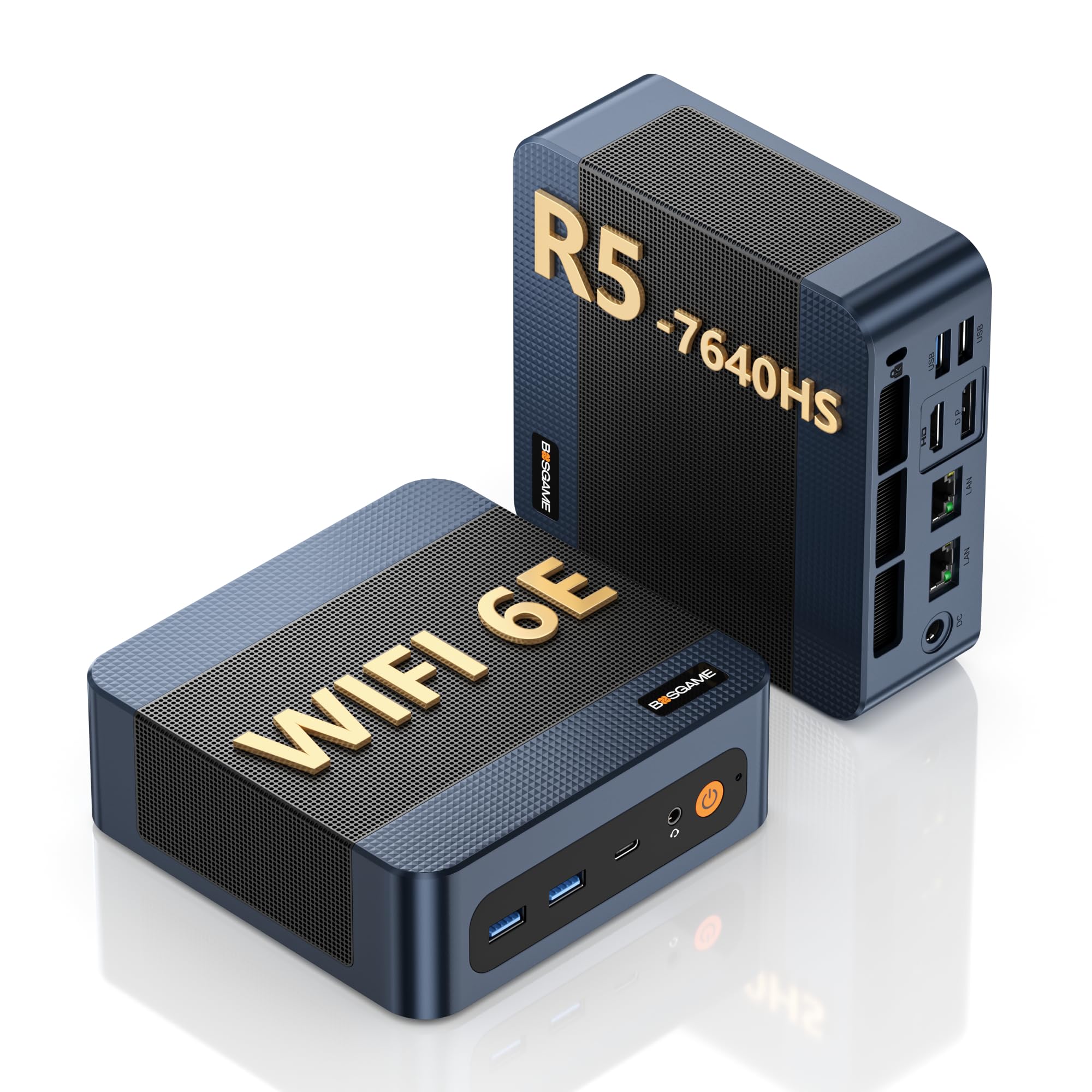BOSGAME P3 MIX Mini PC W-11 Pro, AMD Ryzen 5 7640HS (fino a 5.0GHz), 16GB DDR5, SSD da 512GB. Triplo schermo (HDMI+DP+USB4), WiFi 6E, doppia LAN 2.5G. Ideale per lavoro, scuola, ufficio e casa