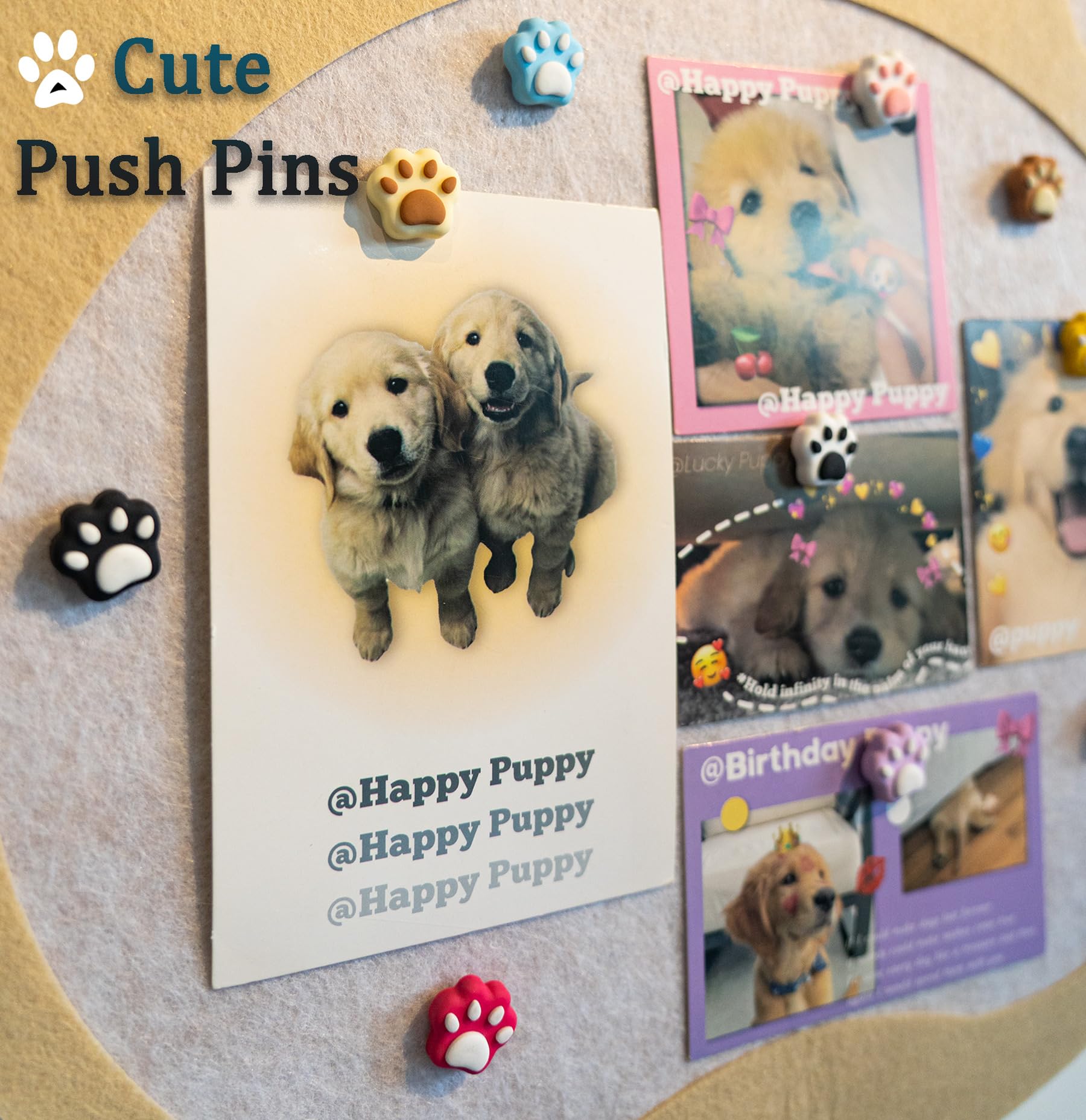 30 chinchetas para tablón de anuncios, chinchetas de gato, tachuelas decorativas para el pulgar, lindos pines de perro para mujer, decoración de oficina, aula, decoración del hogar (30 patas de gato)