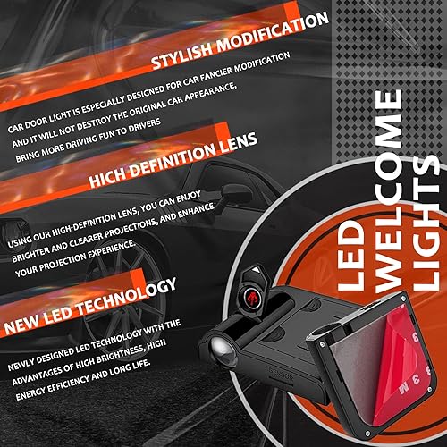 Miniatura 3 de Fit Star Wars - Luz de puerta de automóvil con logotipo, proyector Mandalorian HD Ghost Shadow luz de bienvenida, 2 luces de charco para puerta de