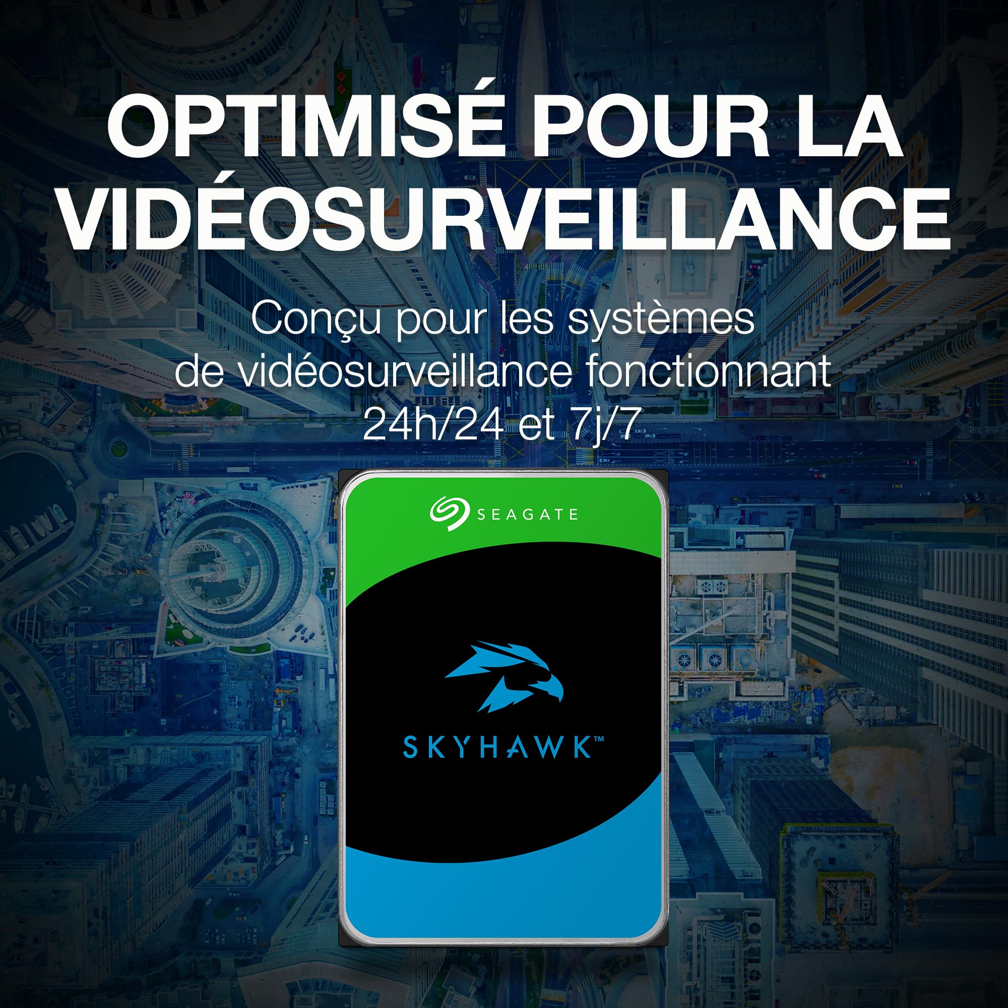 Seagate SkyHawk 4To Disque Dur Interne Vidéosurveillance 3.5 Pouces SATA 6 Go/s 256 Mo Cache