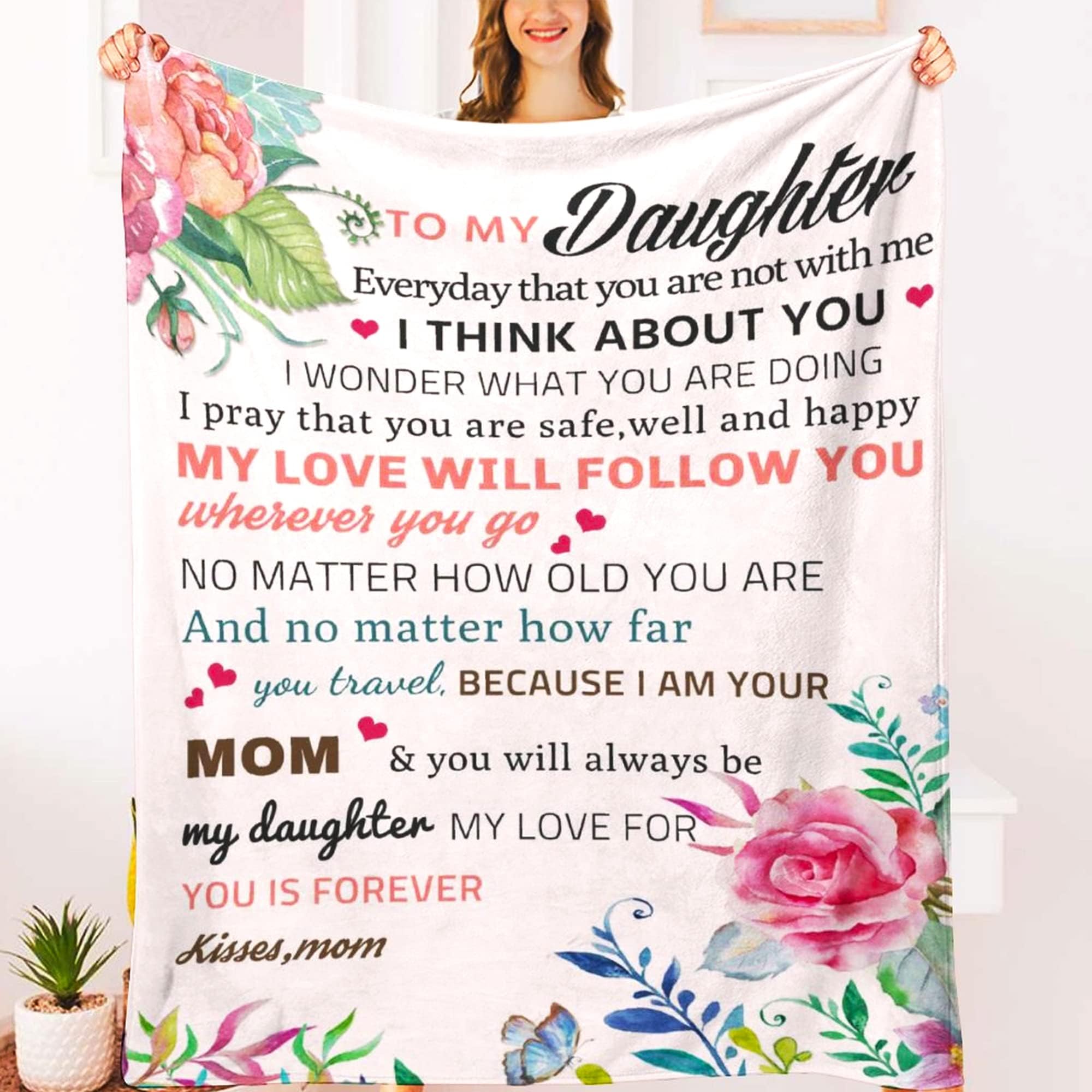 321DESIGN Pink 50"x40" Letter Print Fleece Flannel Throw Blanket for Kids