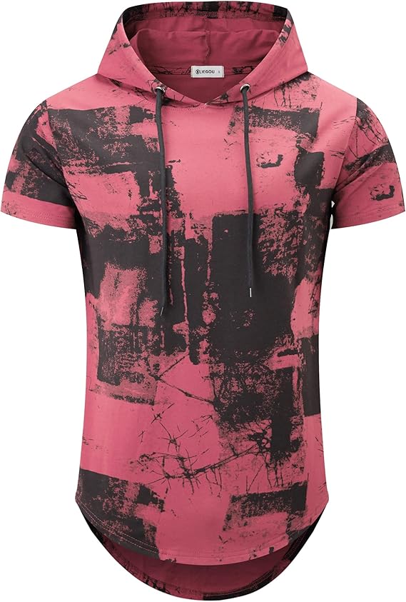 KLIEGOU Men's Hipster Hip Hop Hoodie Graphic Print T-Shirt