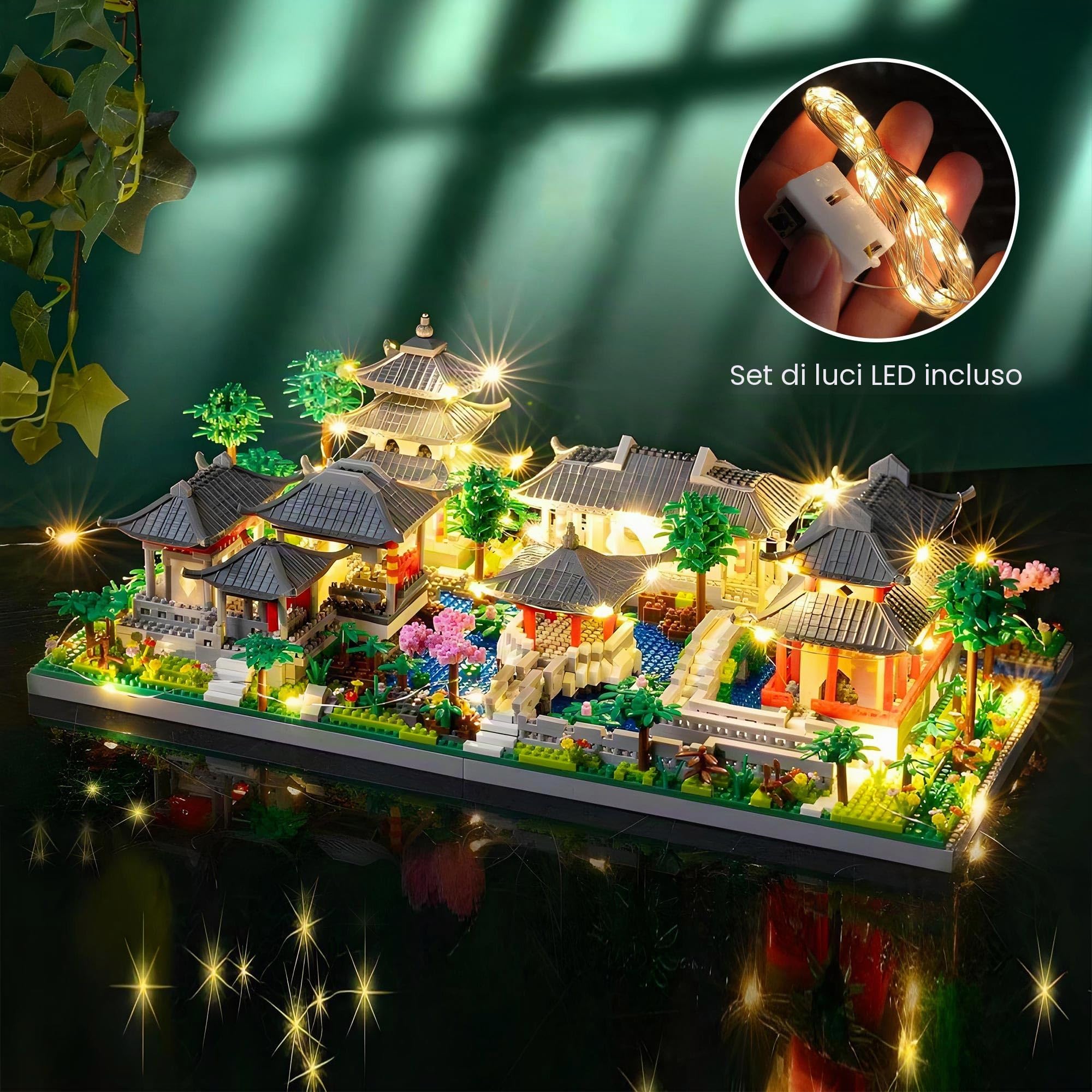 Mini Architettura cinese di Suzhou Garden con Cherry Blossom Tree Building Blocks, Botanical Collection Set da costruzione per adulti, 14+ adolescenti (3888 pezzi)