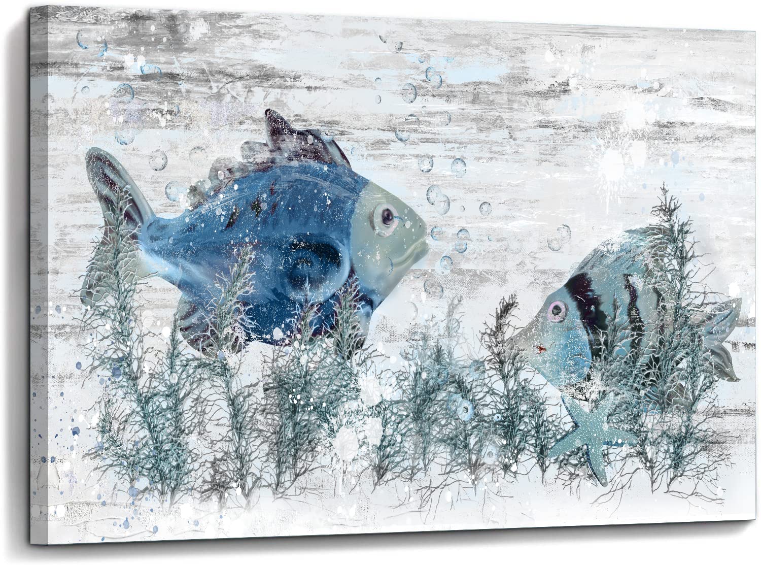 Amazon.com: Fish Wall Art Ocean Decor Wall Arts Abstract Canvas Wall Art  Modern Artwork Fish Large Painting Coastal Pictures in Blue and White Color  for Living Room Bedroom Decoration 12inch*16inch: Posters &