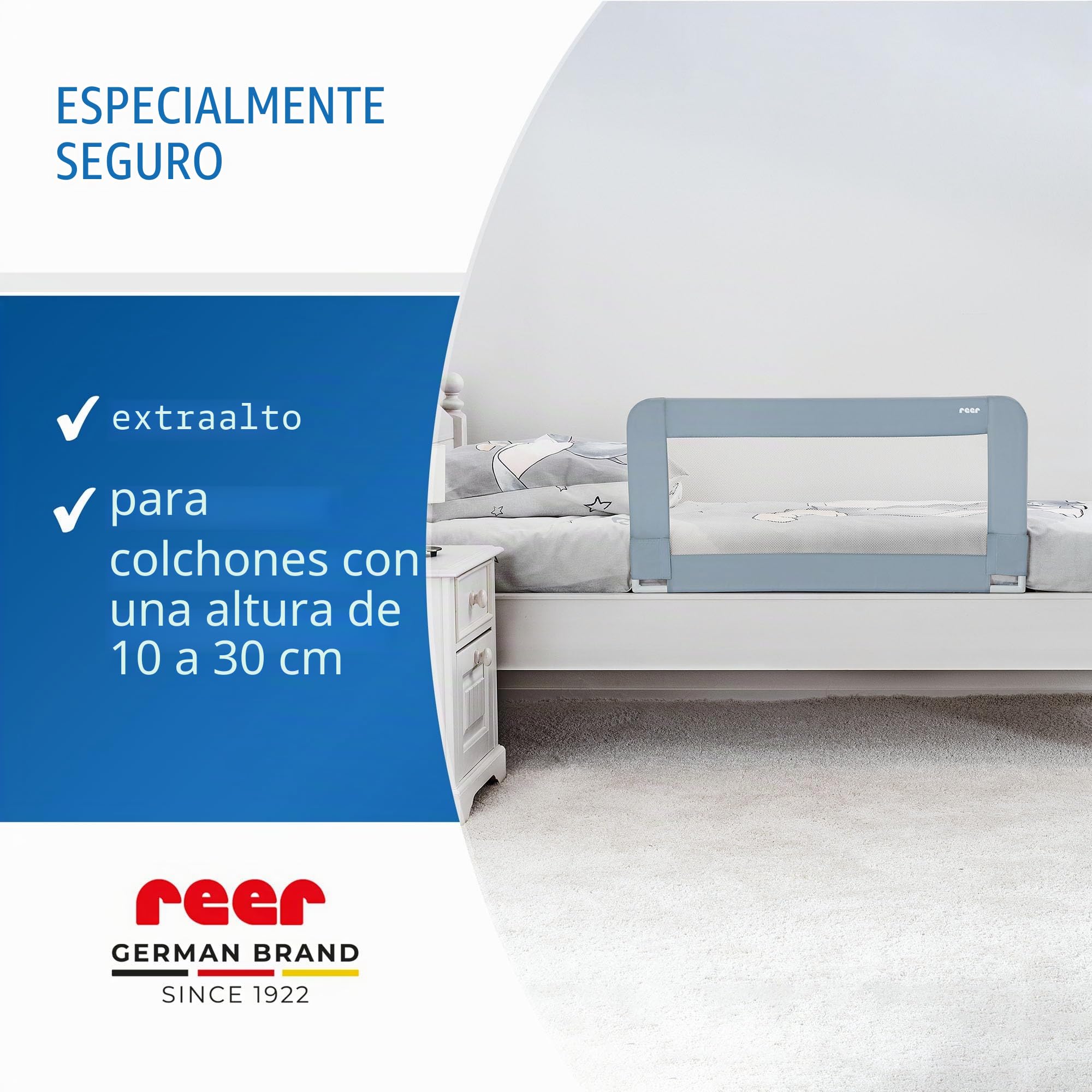 reer Sleep'n Keep | 150 cm de Longitud | protección anticaídas | para Cuna | Color Azul