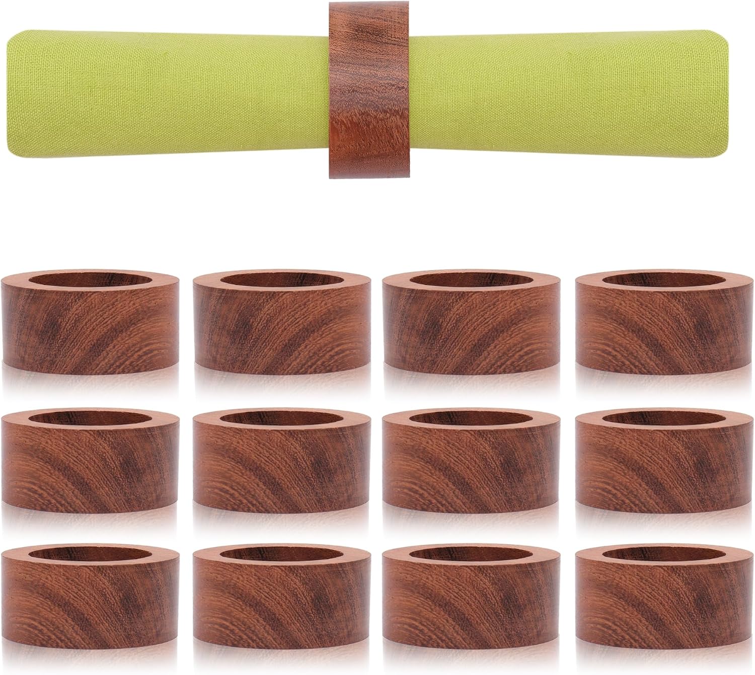 Handmade Acacia Wooden Napkin Rings Set of 12 for Dining, Anniversary, Birthday, Christmas or Everyday Use | Napkin Ring for Home and Kitchen Décor