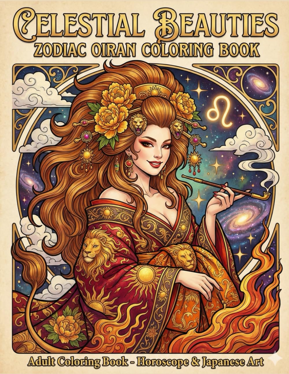 Celestial Beauties: Zodiac Oiran Coloring Book: Adult Coloring Book - Horoscope & Japanese Art