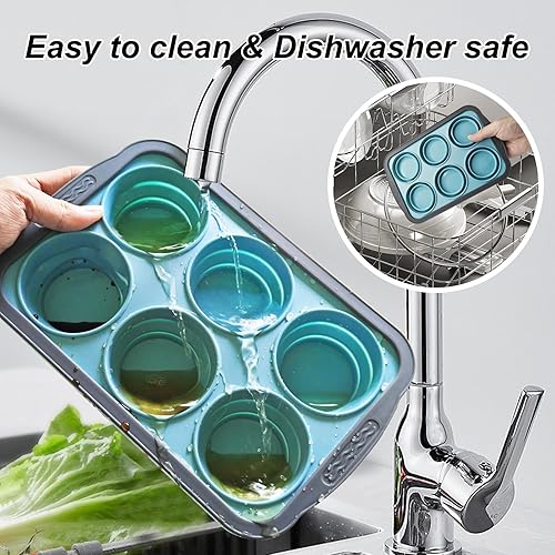 Miniatura 7 de Molde de silicona para magdalenas para hornear con marco reforzado de metal, molde para magdalenas de tamaño regular, bandeja de magdalenas de