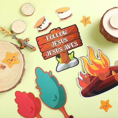 Miniatura 4 de Jesus Loves You S'more - Juego de tablones de anuncios cristianos, decoraciones de escuela dominical para aula, versículos religiosos de la Biblia,