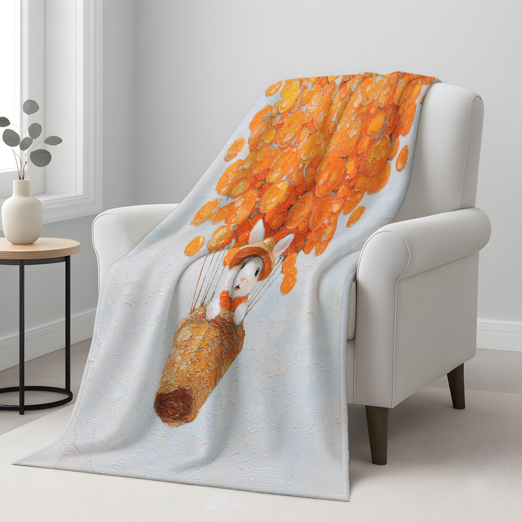 Generico Żółty Klasyczny Pluszowy Koc 200 x 240 cm - Olej na płótnie Koc do rzucania do łóżka - Miękki balon na gorące powietrze na gorące powietrze na sofę przytulny puszysty wysokiej jakości