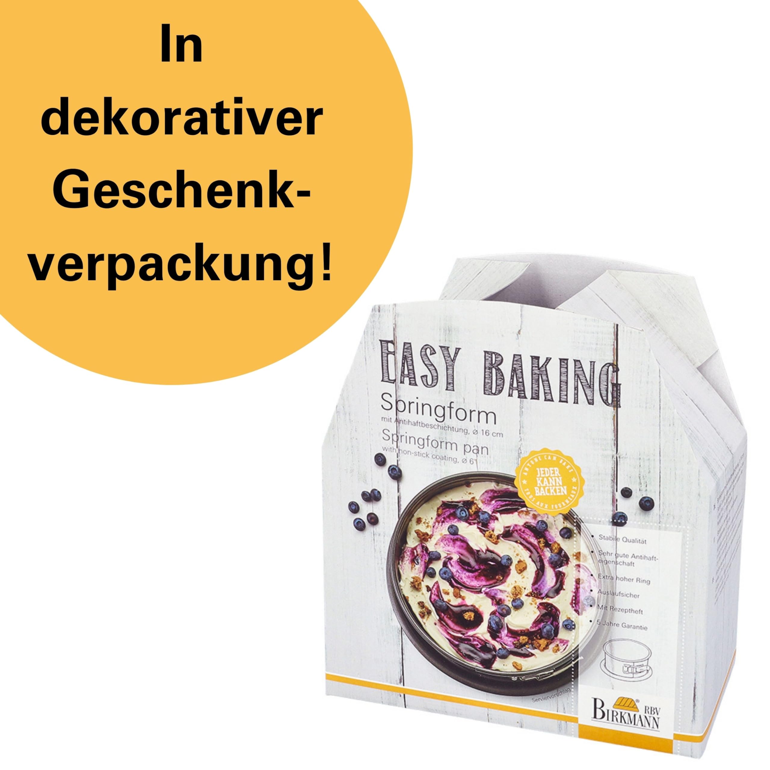 Birkmann, Easy Baking, tortownica Ø 16 cm, okrągła forma do ciasta z bardzo wysoką krawędzią i markową powłoką zapobiegającą przywieraniu, zabezpieczona przed wyciekiem, nie zawiera PFOA, 881655