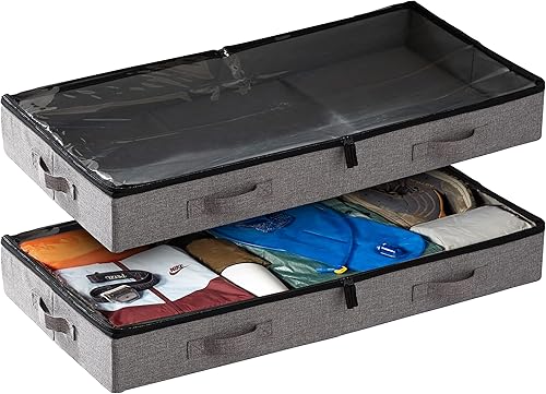 Vista 7 de storageLAB Contenedores de almacenamiento debajo de la cama, organizadores de armario con asas resistentes para ropa, edredones y accesorios, uso