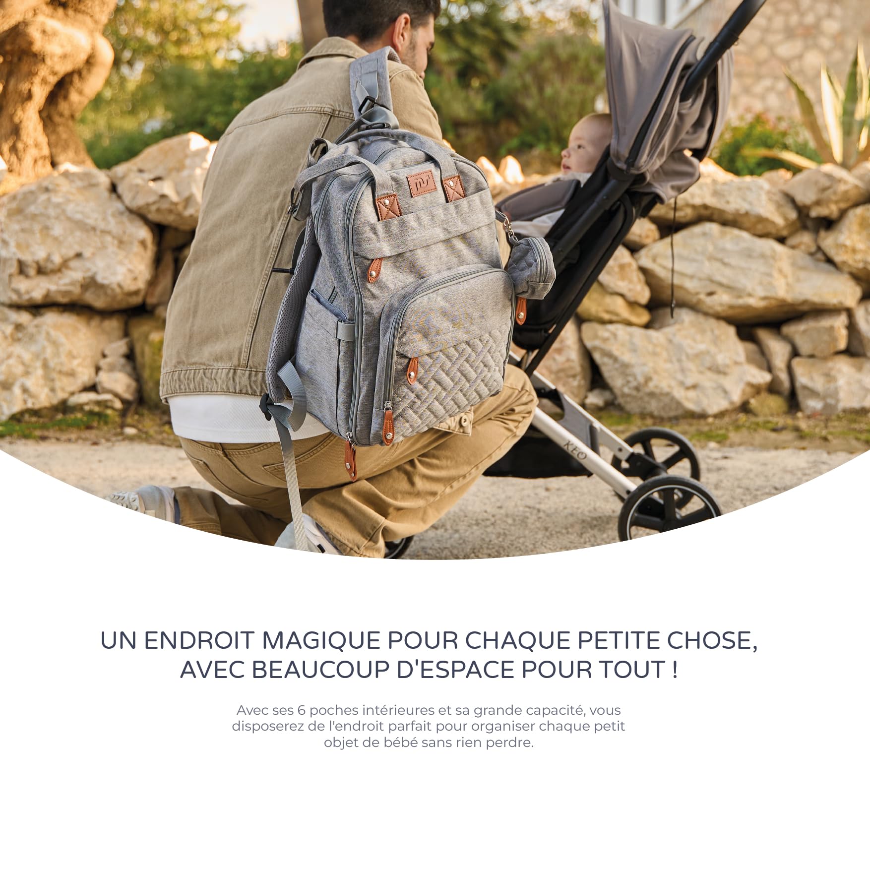 ms Sac à dos de rangement pour bébé, grand sac multifonctionnel pour bébé, porte-tétine et pour maman et papa (unisexe) - Idéal comme cadeau