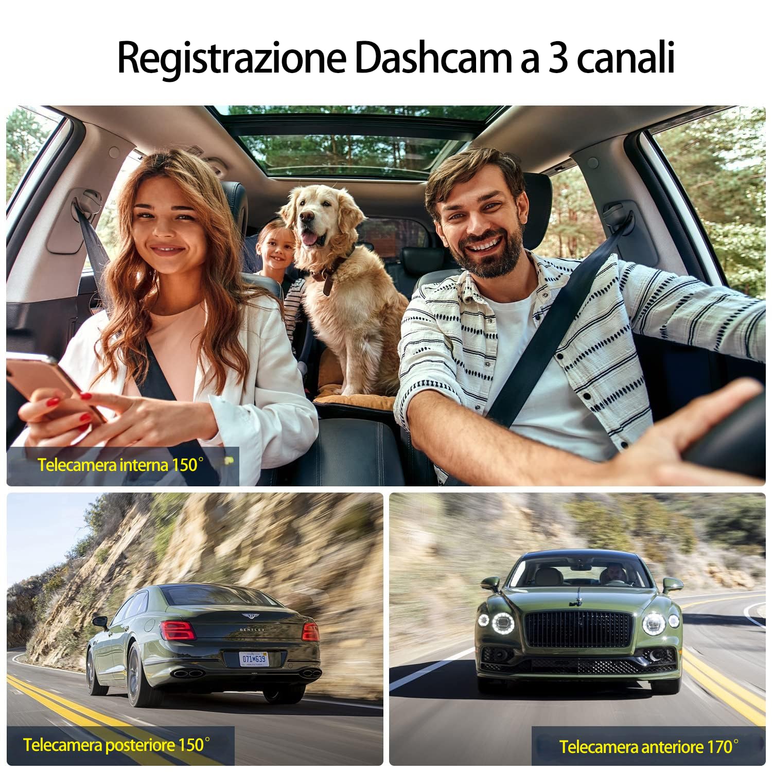 Volam 1080P Dash Cam 3 Canali - Dettaglio
