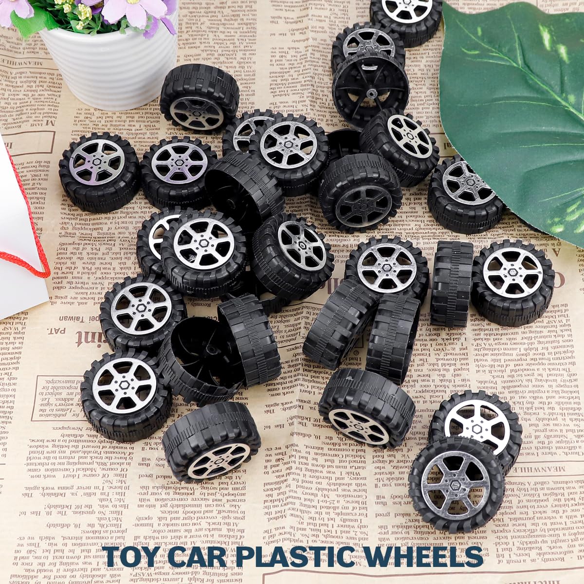 LNQ LUNIQI 30Pcs Black RC Car Tires, 42mm Plastic RC Drift Car Wheels Rims, Toy Model RC Spare Parts for Remote Control RC Car - Image 4