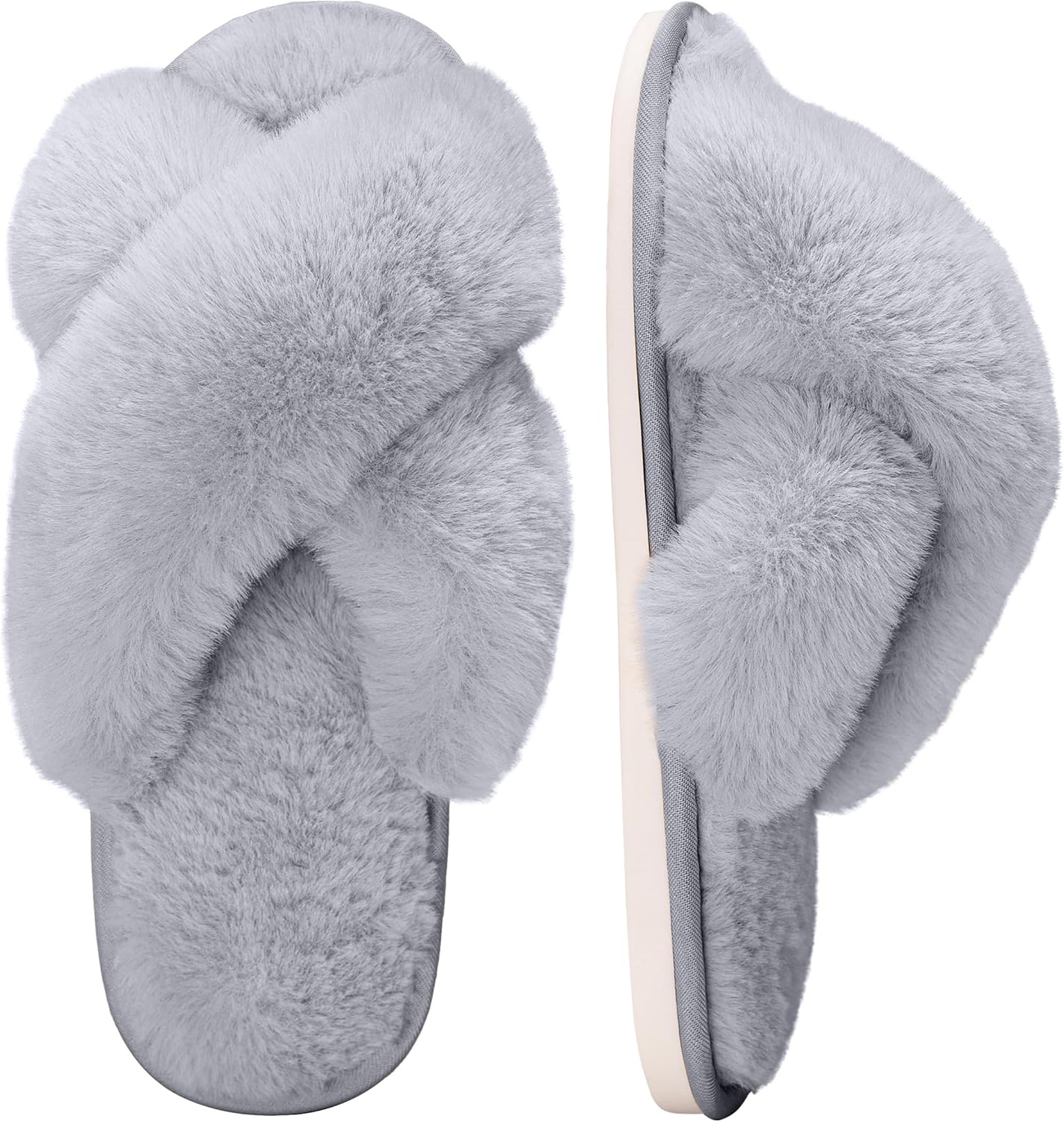 Women's House Slippers Cross Band Open Toe Soft Cozy Slippers for Indoor Outdoor