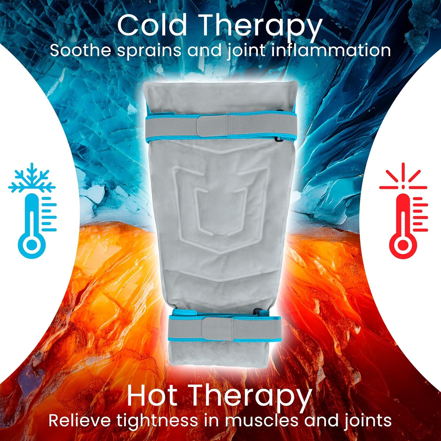 Arctic Flex Full Leg Ice Pack Wrap (Hot & Cold Therapy) - Large, Reusable Gel Ice Pack for Injuries & Swelling - ICY Sleeve for Leg Pain Relief - Cold/Hot Wrap for Thigh, Hips, Knee, Shins & Back