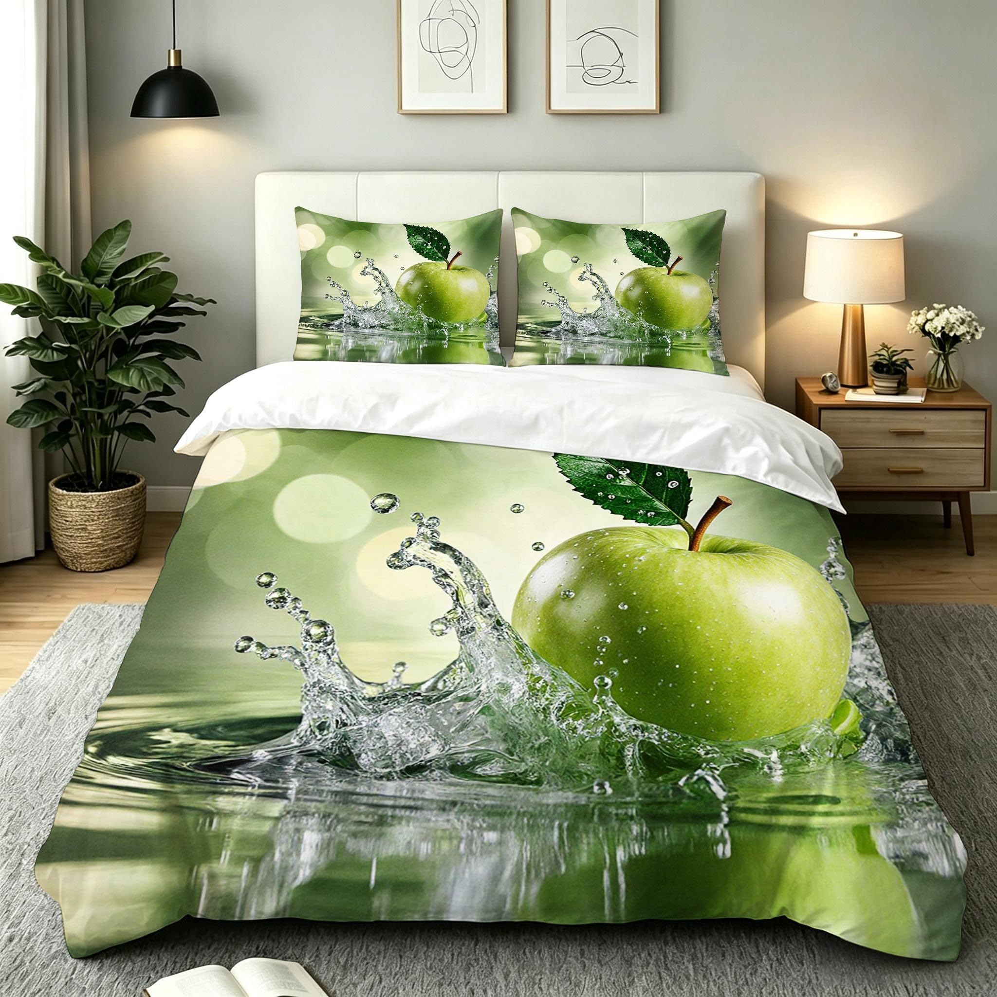 Housse de Couette 140x200 cm Vert Énergie pour une Chambre d'Enfant Fraîche et Vitaminée