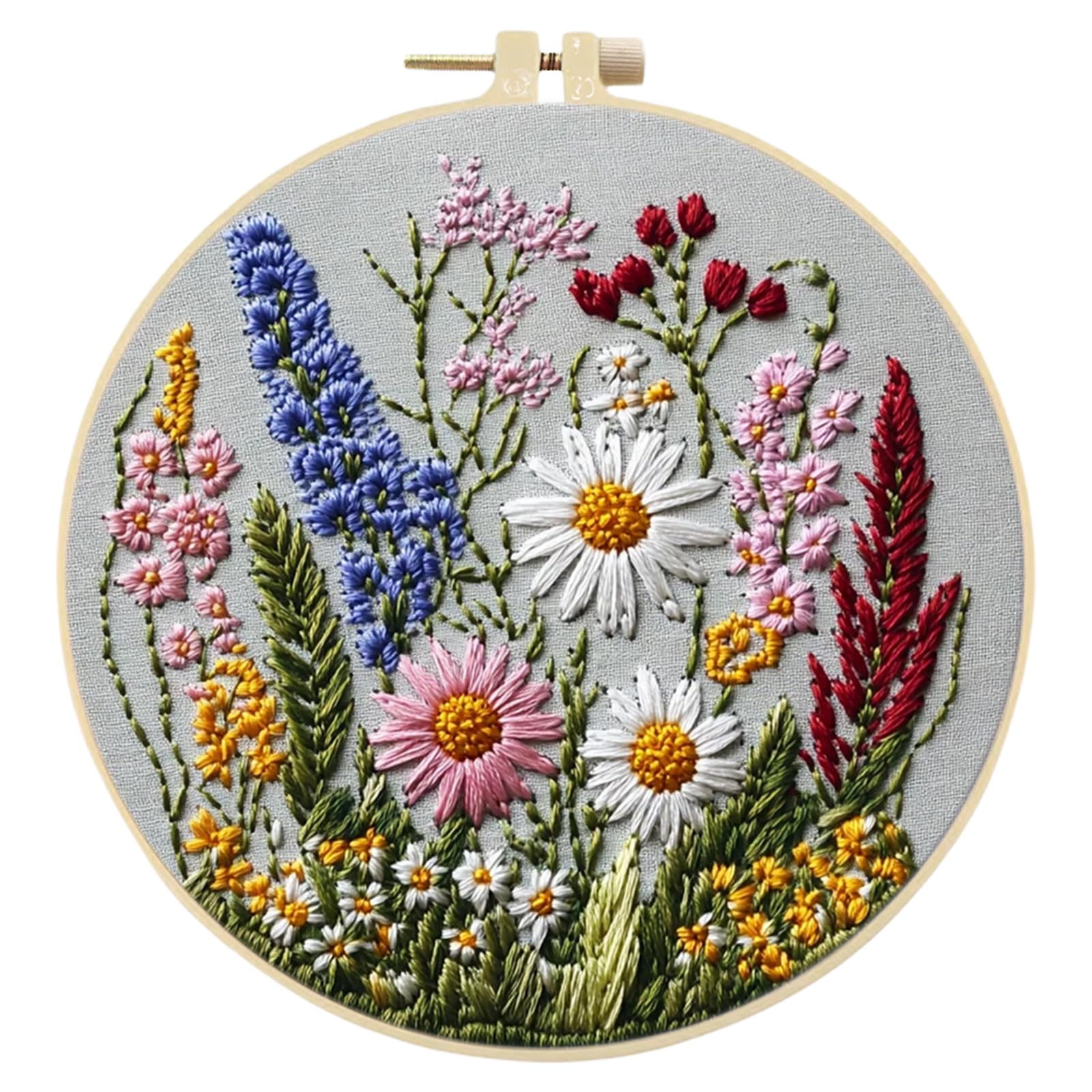 POETRYDRAW Wild Daisy DIY Embroidery Kit 30x30cm for Beginners