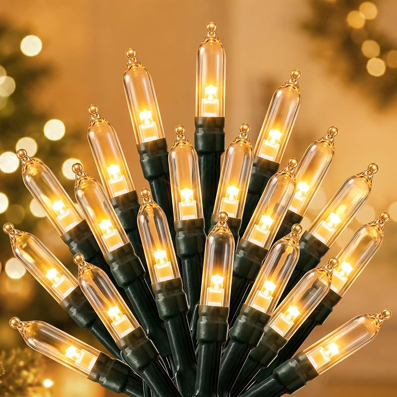 Brightown LED Christmas Mini Lights, 39Feet 100 LED Clear Bulbs String Lights with 8 Light Modes, Connectable Fairy Lights Plug in for Outdoor Xmas Trees Garland Wreath Holiday Decorations, Warm White