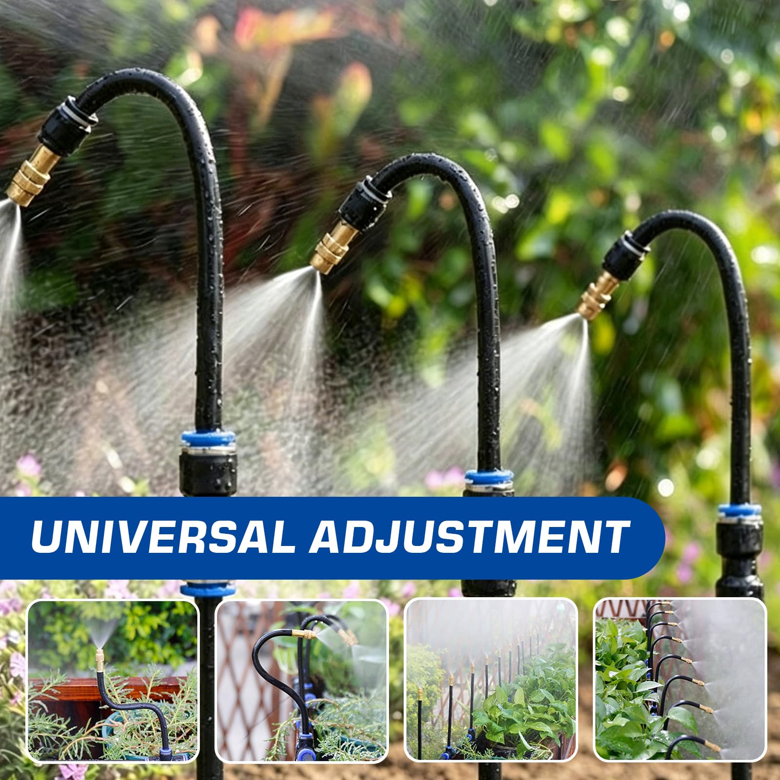 Bewässerungssystem Garten 15M, Automatisches 360° Bewässerungssystem mit Einstellbarer Sprühdüse, Nebelbewässerungskit, Für Pflanzen im Garten und Balkon, Mit Befestigungsdübel