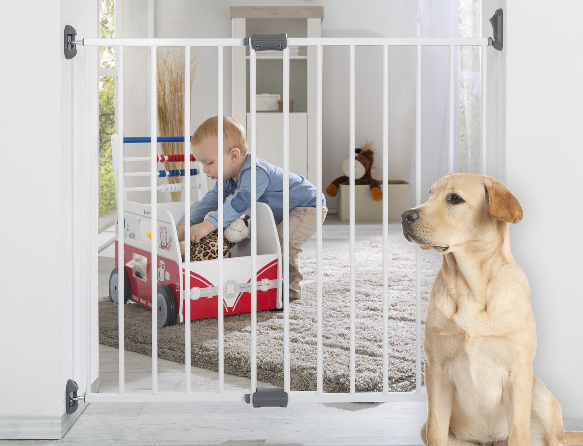 roba Cancelletto di Sicurezza per Porta "Easy Step", in Metallo, Extra Alto, Larghezza Variabile 60-97 cm, Bianco