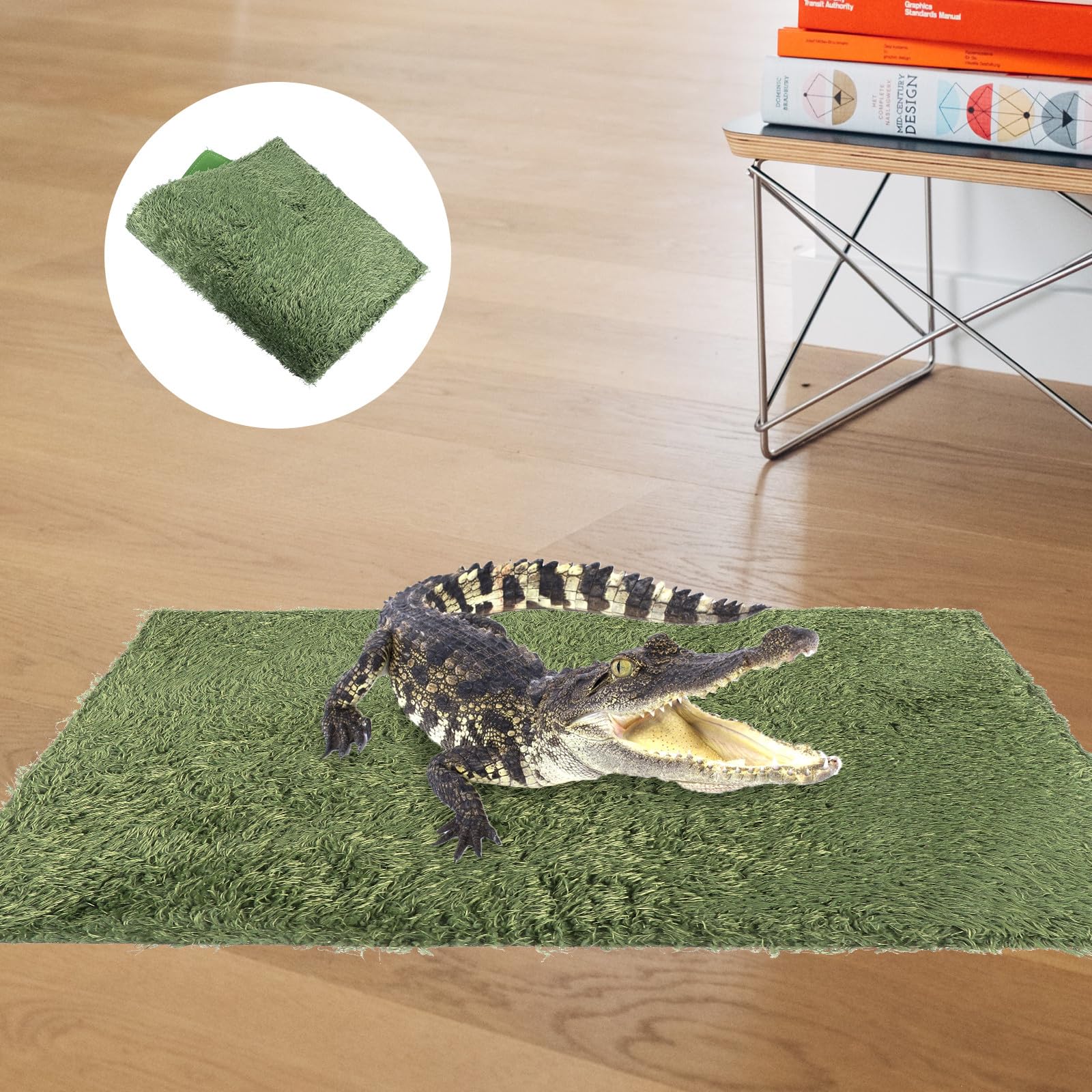 Lot de 2 Tapis pour Reptiles et Tortues en Coton Vert Imperméable Réutilisable