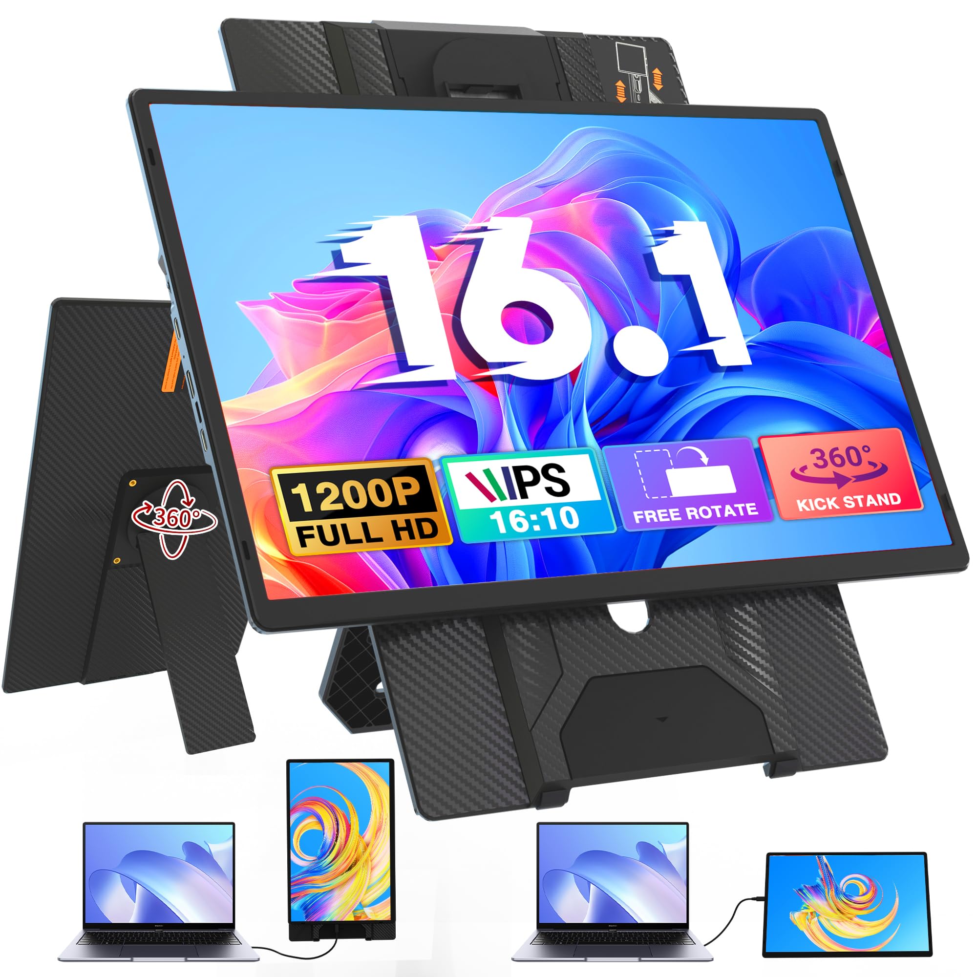 portable fhd 1200p monitor extender for 13-17 inch laptops