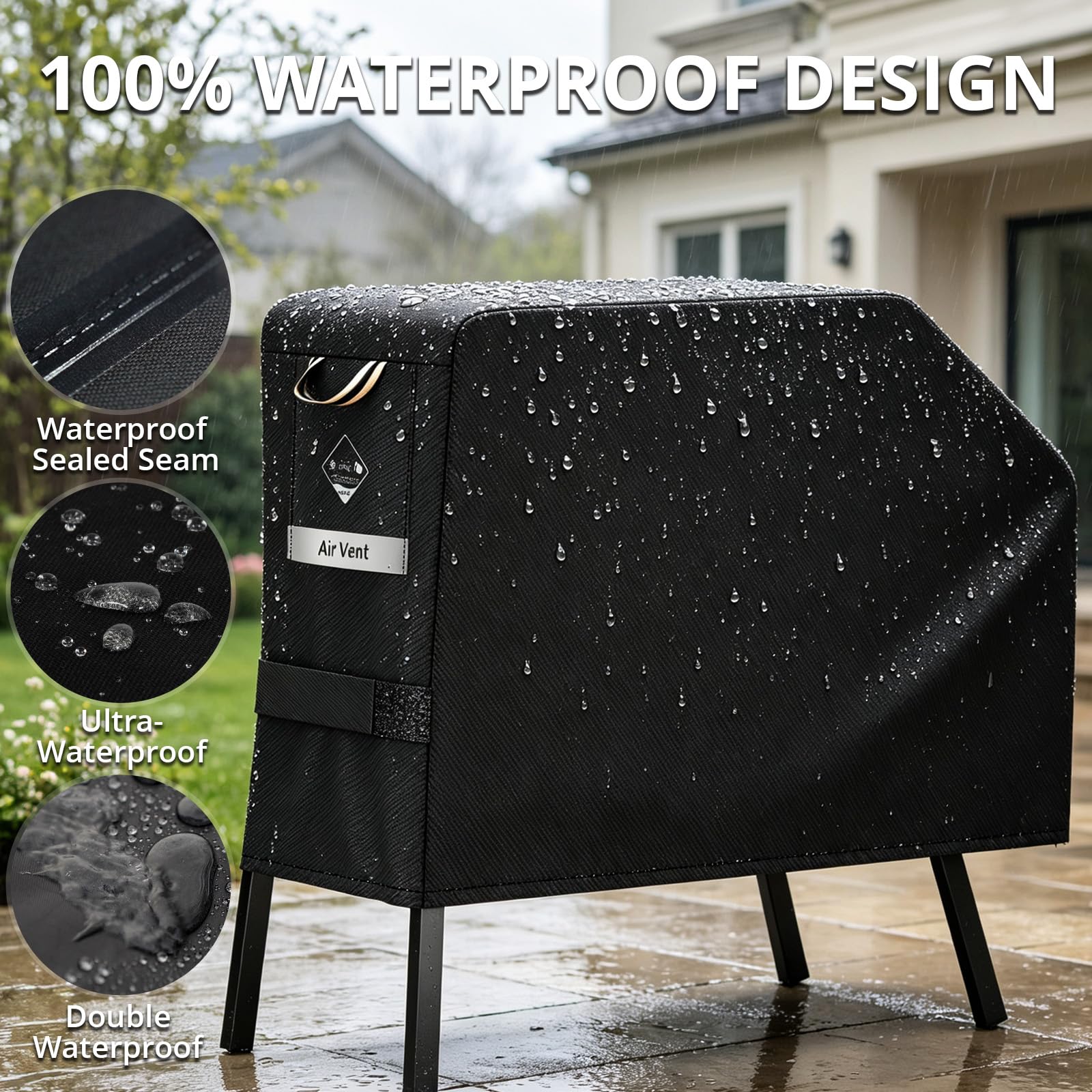 PasWith Copertura per griglia Blackstone da 55,9 cm e 43,2 cm, con cappuccio, 600D, resistente, impermeabile, antistrappo, resistente allo sbiadimento, per Blackstone Adventure, con cinghie e prese