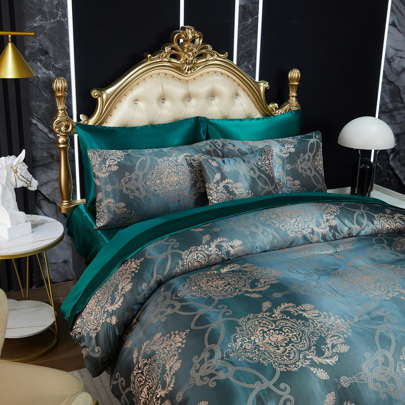 Parure de lit jacquard Herside vert vintage pour chambre ado