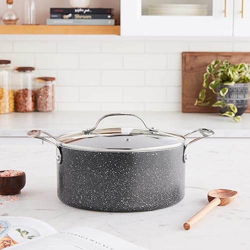 Miniatura 5 de Granitestone Asador de pavo XL de 18.8 pulgadas con tapa, sartén para pavo ultra antiadherente para horno con parte inferior ranurada para untar,