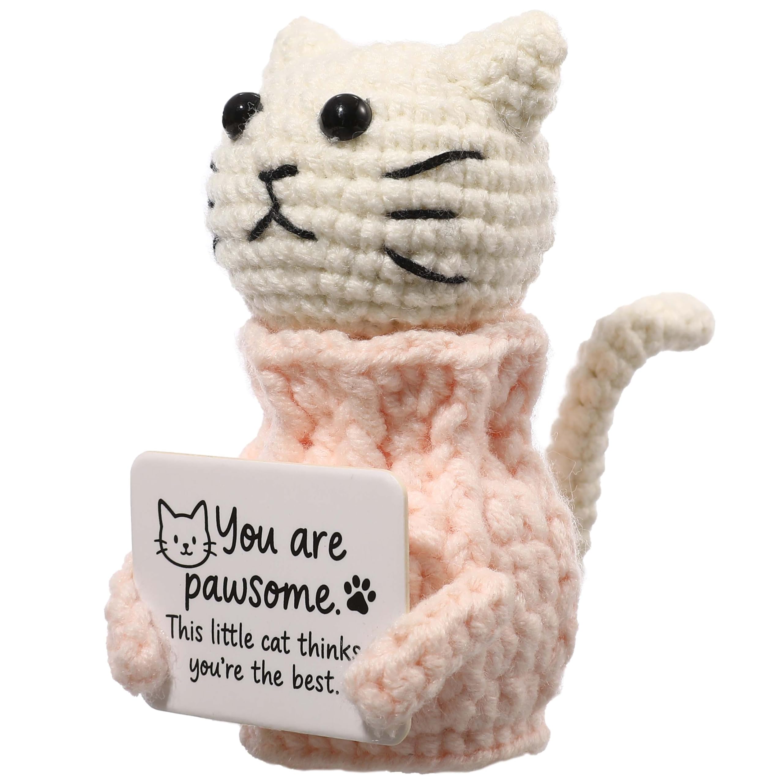 Positive Crochet Cat Animals Mothers Day Gifts Teacher Women Coworker Gifts for Women Sister Daughter Kid – “You are Pawsome” Emotional Inspirational Support Birthday Thank You Gift