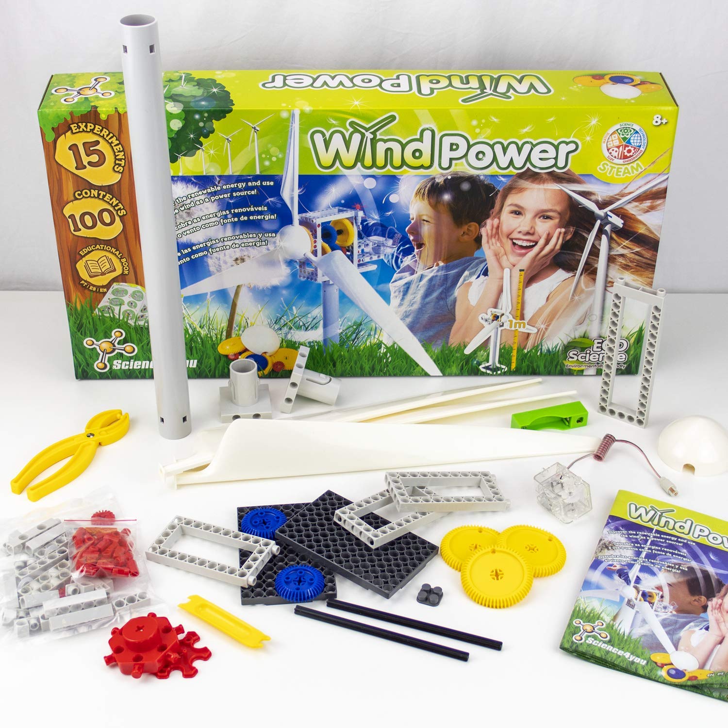 Science4you - Mulino a Vento Gigante di 1 Metro, Energia Eolica per Bambini - Giocattoli Ecologici ed Educativi per Bambini, USA Energia Rinnovabile per Recaricare Le Batterie