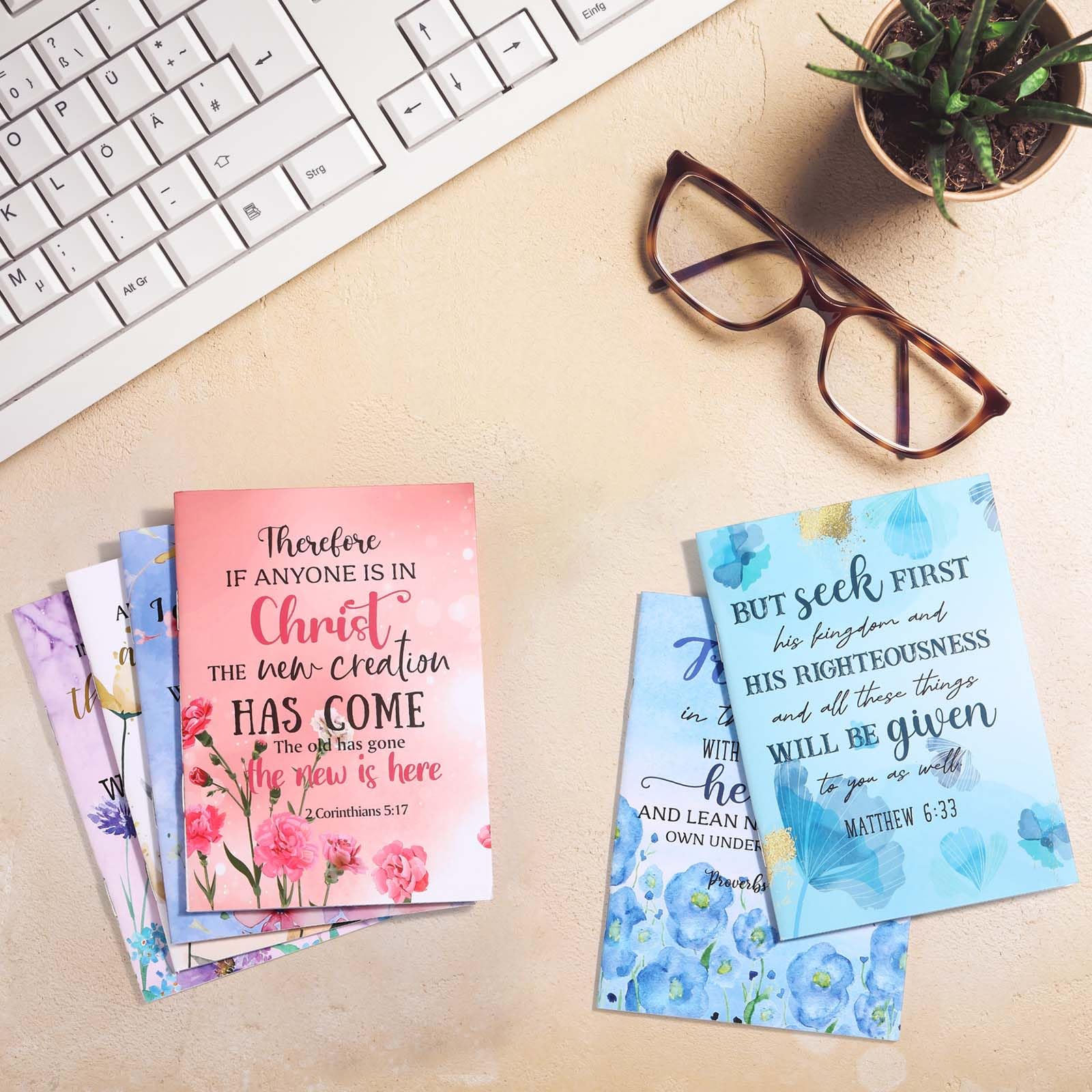 Kinlop Christliche Großpackung Geschenke für Frauen, Gebetstagebuch, kleiner Bibelvers, Notizbuch, religiöse, inspirierende Schrift, Zitate, Taschennotizblöcke für Weihnachten, Sonntag, Schule, Kirche