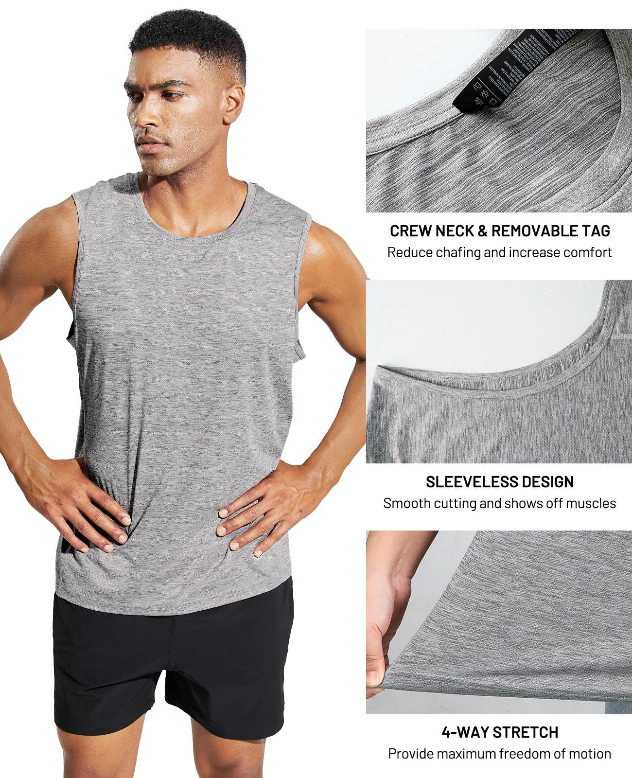 MIER Canotta da uomo senza maniche Dry Fit Training Muscle Tee Shirt per corsa, atletica, palestra, allenamento sportivo, traspirante