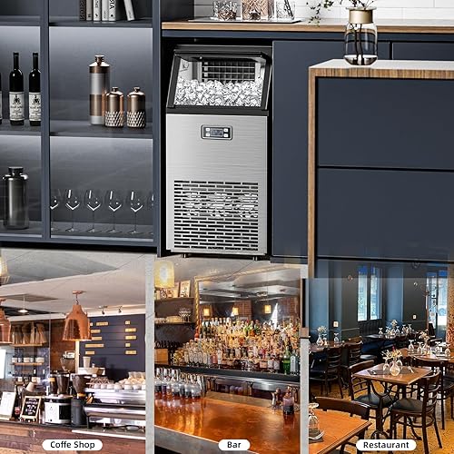 Miniatura 7 de Antarctic Star Máquina comercial para hacer hielo de acero inoxidable, 100 libras de hielo por 24 horas con capacidad de almacenamiento de 33