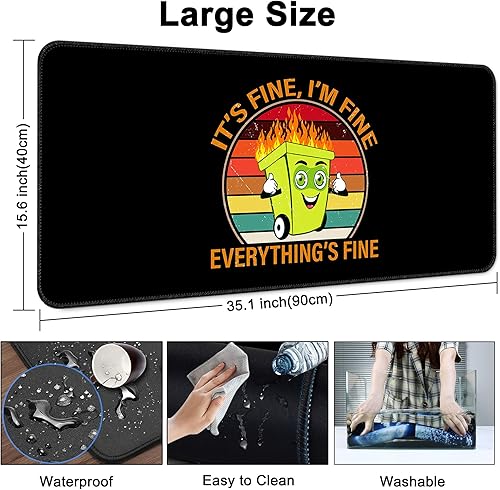 Vista 10 de Alfombrilla de escritorio, alfombrilla grande para mouse de 35 x 15.6 pulgadas, XXL extendida para juegos, con base antideslizante, alfombrilla