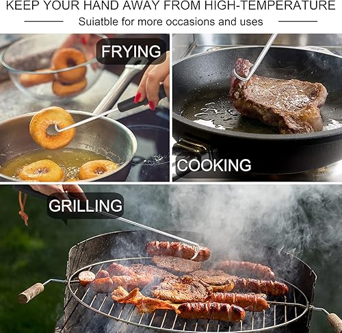 Miniatura 5 de HaSteeL Juego de 2 aletas de gancho para carne, acero inoxidable, coleta de alimentos, 12 pulgadas y 17 pulgadas, accesorios de barbacoa, ideales