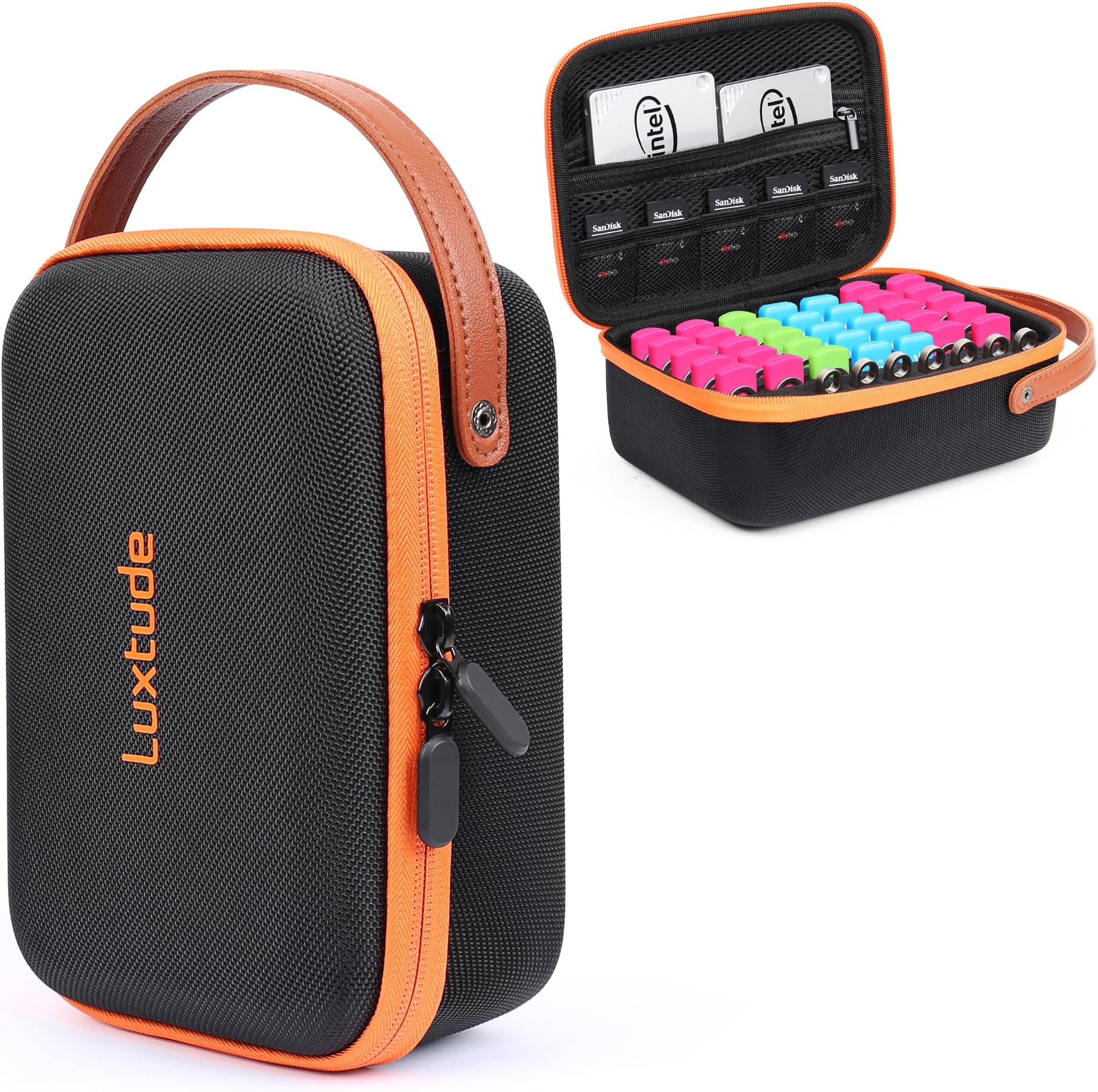 Luxtude Flash Drive Case with Labels, USB Storage Case, 49 Slots Thumb Drive Cases, USB Organizer Cases for Samsung,for Sandisk, Memory Stick, Medium