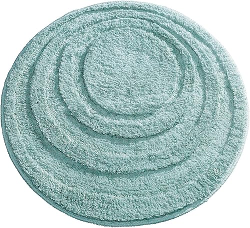 mDesign Tapete redondo antideslizante de microfibra suave de poliéster, tapete de felpa absorbente de agua para tocador de baño, bañeraducha, diseño